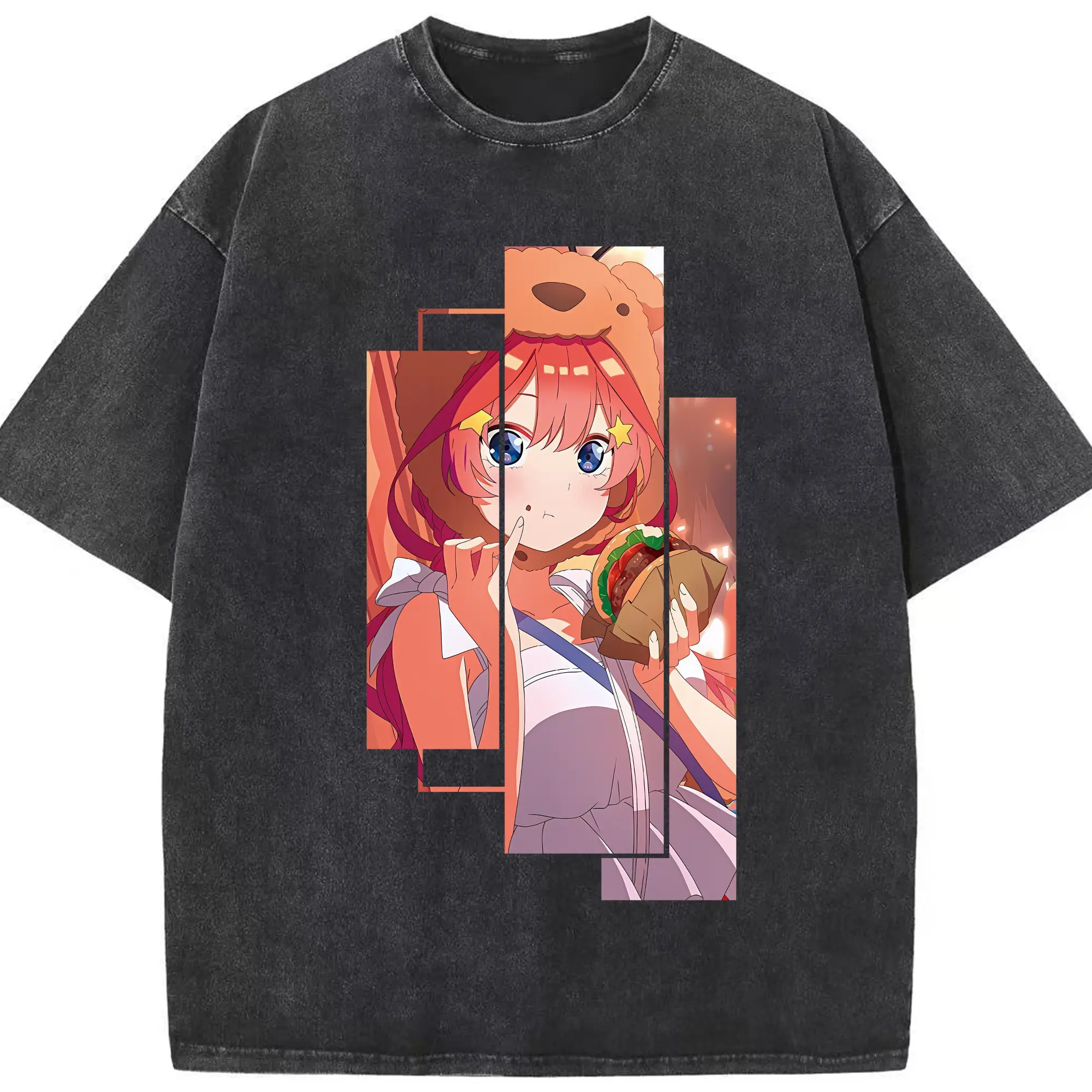 五等分の花嫁 グッズ 中野 五月 - 綿100％ ヴィンテージ風 半袖Tシャツ ・ フロントプリント ・ 柔らか肌触り ・ 通気性 快適 ・ スポーツ カジュアル 外出用
