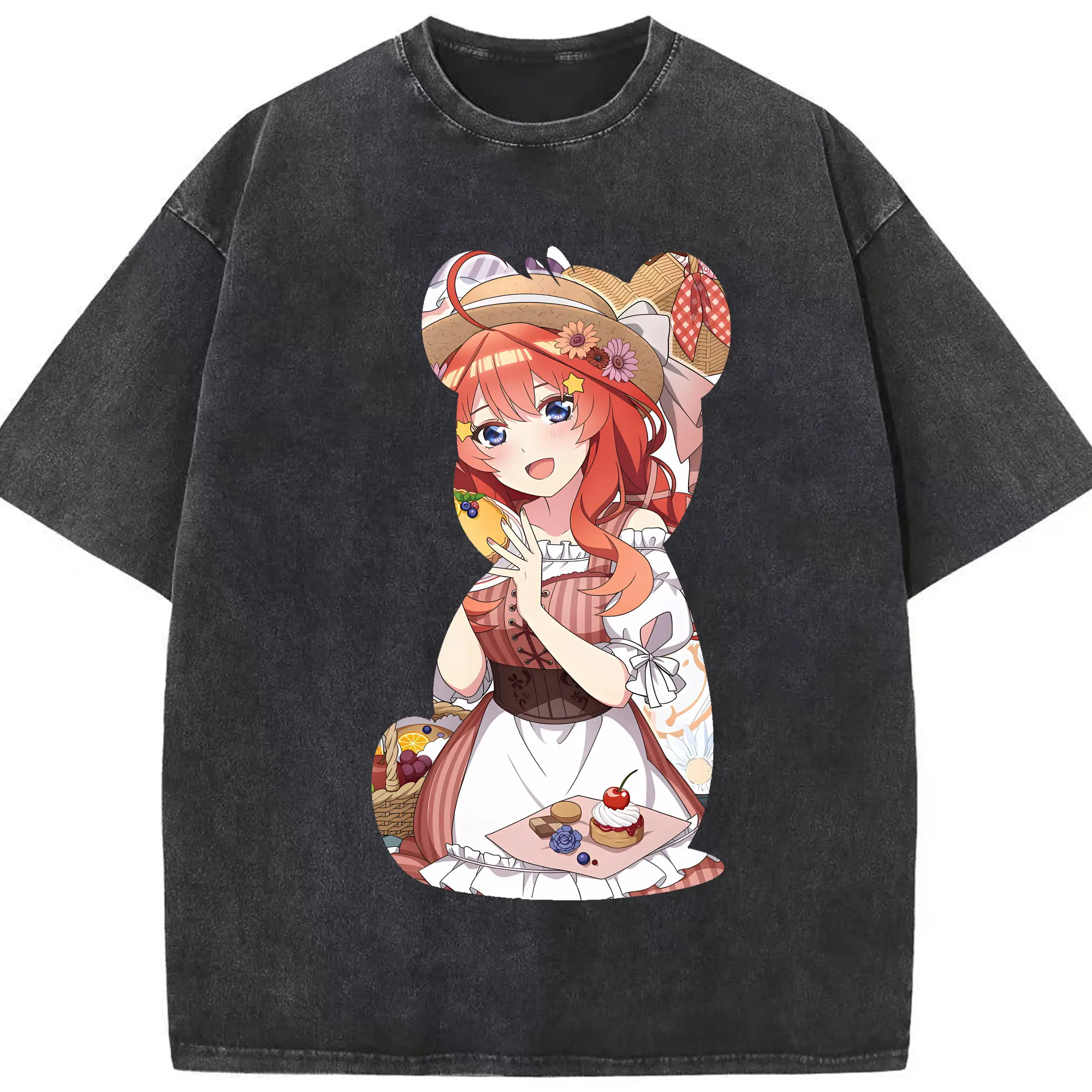 五等分の花嫁 グッズ 中野 五月 - 綿100％ ヴィンテージ風 半袖Tシャツ ・ フロントプリント ・ 柔らか肌触り ・ 通気性 快適 ・ スポーツ カジュアル 外出用