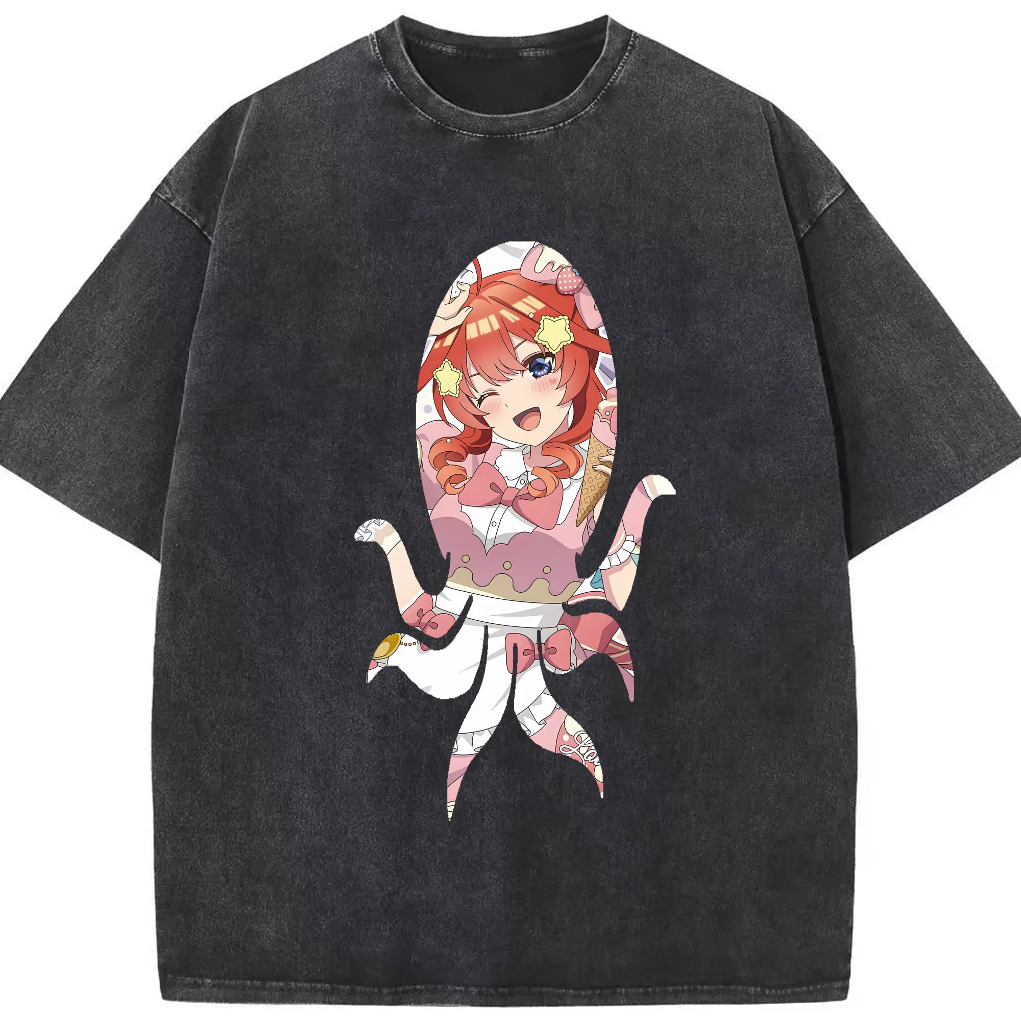 五等分の花嫁 グッズ 中野 五月 - 綿100％ ヴィンテージ風 半袖Tシャツ ・ フロントプリント ・ 柔らか肌触り ・ 通気性 快適 ・ スポーツ カジュアル 外出用