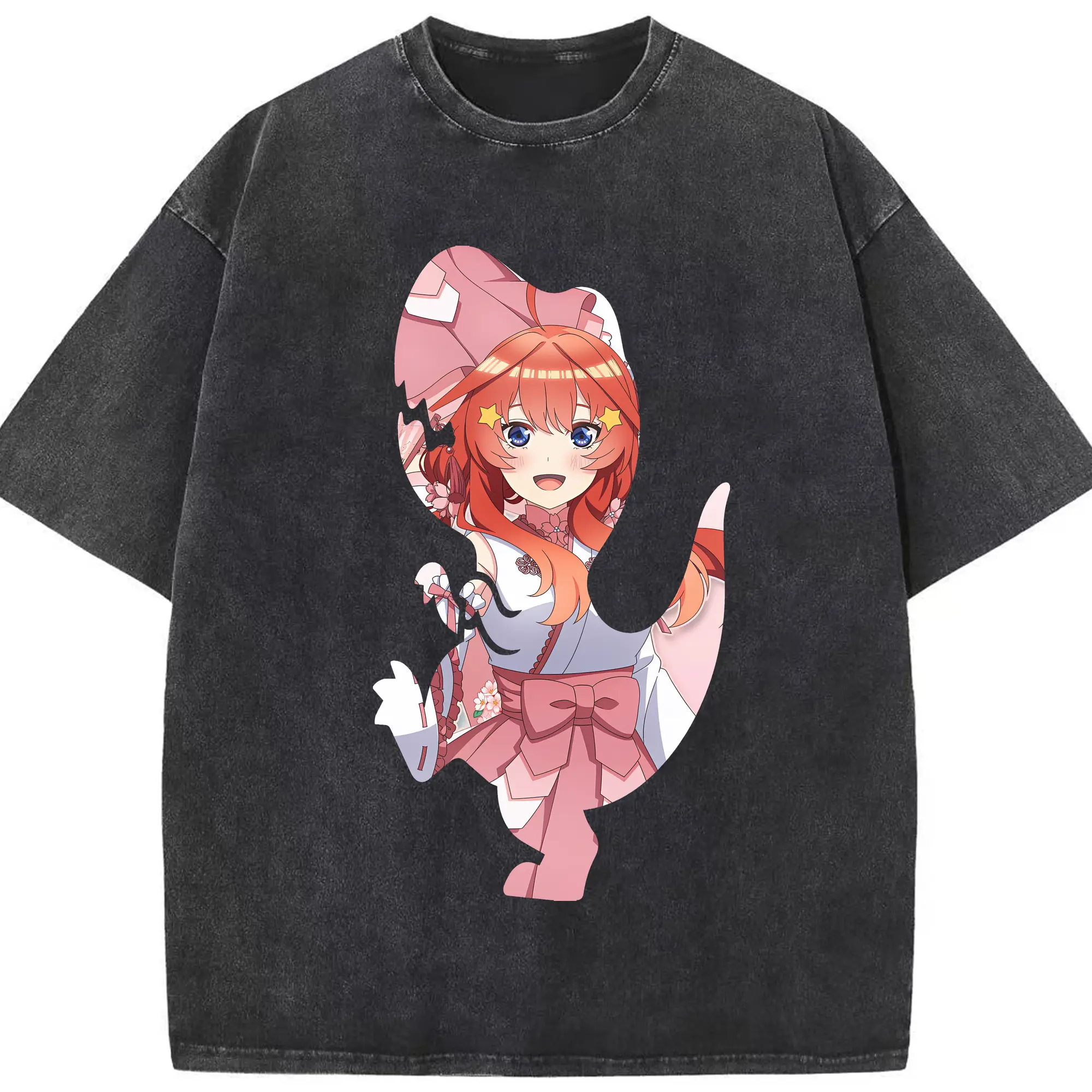五等分の花嫁 グッズ 中野 五月 - 綿100％ ヴィンテージ風 半袖Tシャツ ・ フロントプリント ・ 柔らか肌触り ・ 通気性 快適 ・ スポーツ カジュアル 外出用