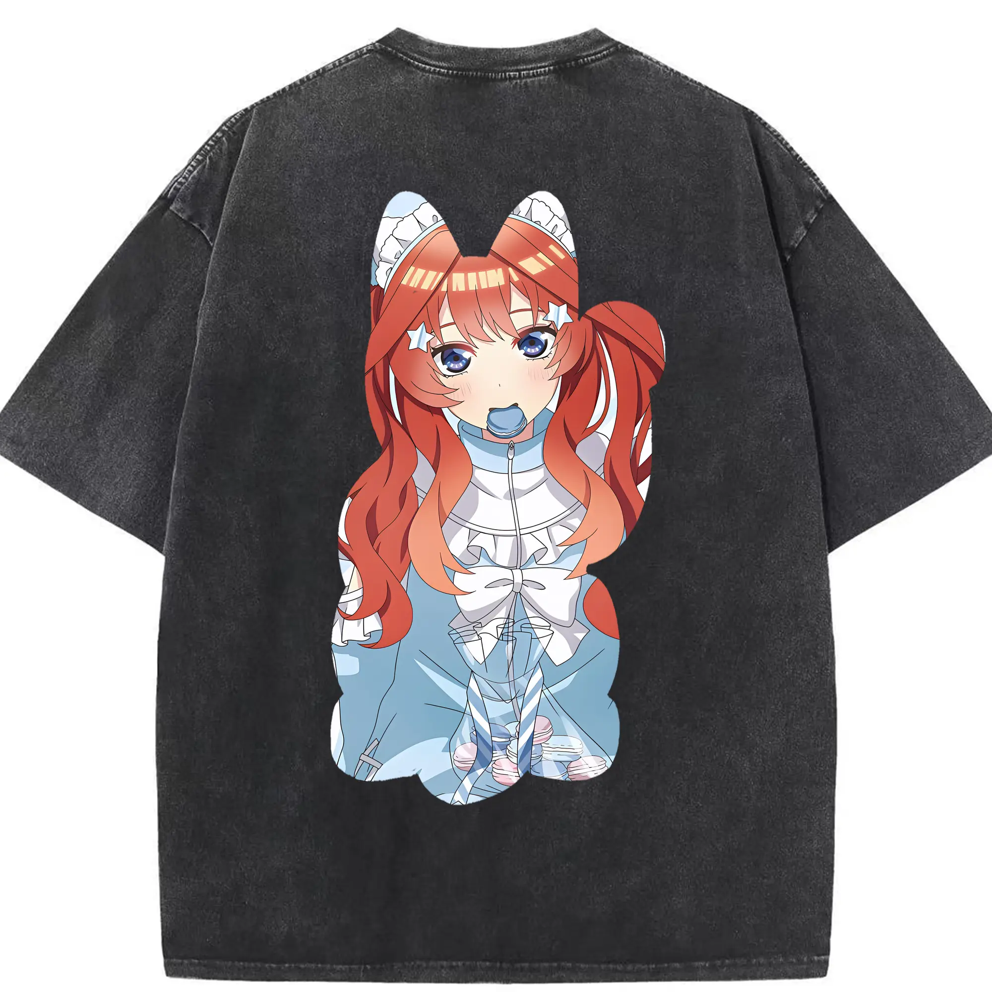 五等分の花嫁 グッズ 中野 五月 - 綿100％ ヴィンテージ風 半袖Tシャツ ・ 背面プリント ・ 柔らか肌触り ・ 通気性 快適 ・ スポーツ カジュアル 外出用