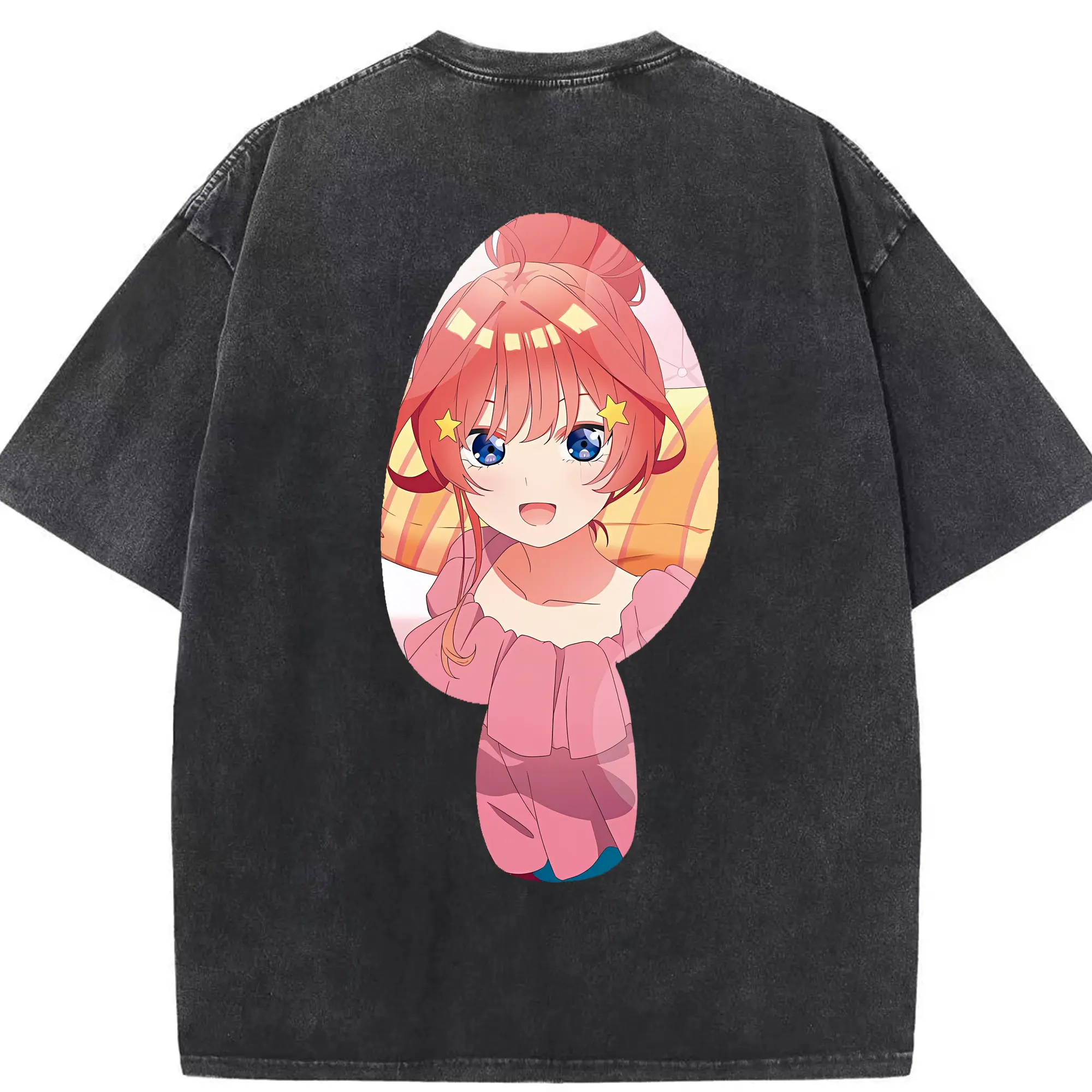 五等分の花嫁 グッズ 中野 五月 - 綿100％ ヴィンテージ風 半袖Tシャツ ・ 背面プリント ・ 柔らか肌触り ・ 通気性 快適 ・ スポーツ カジュアル 外出用