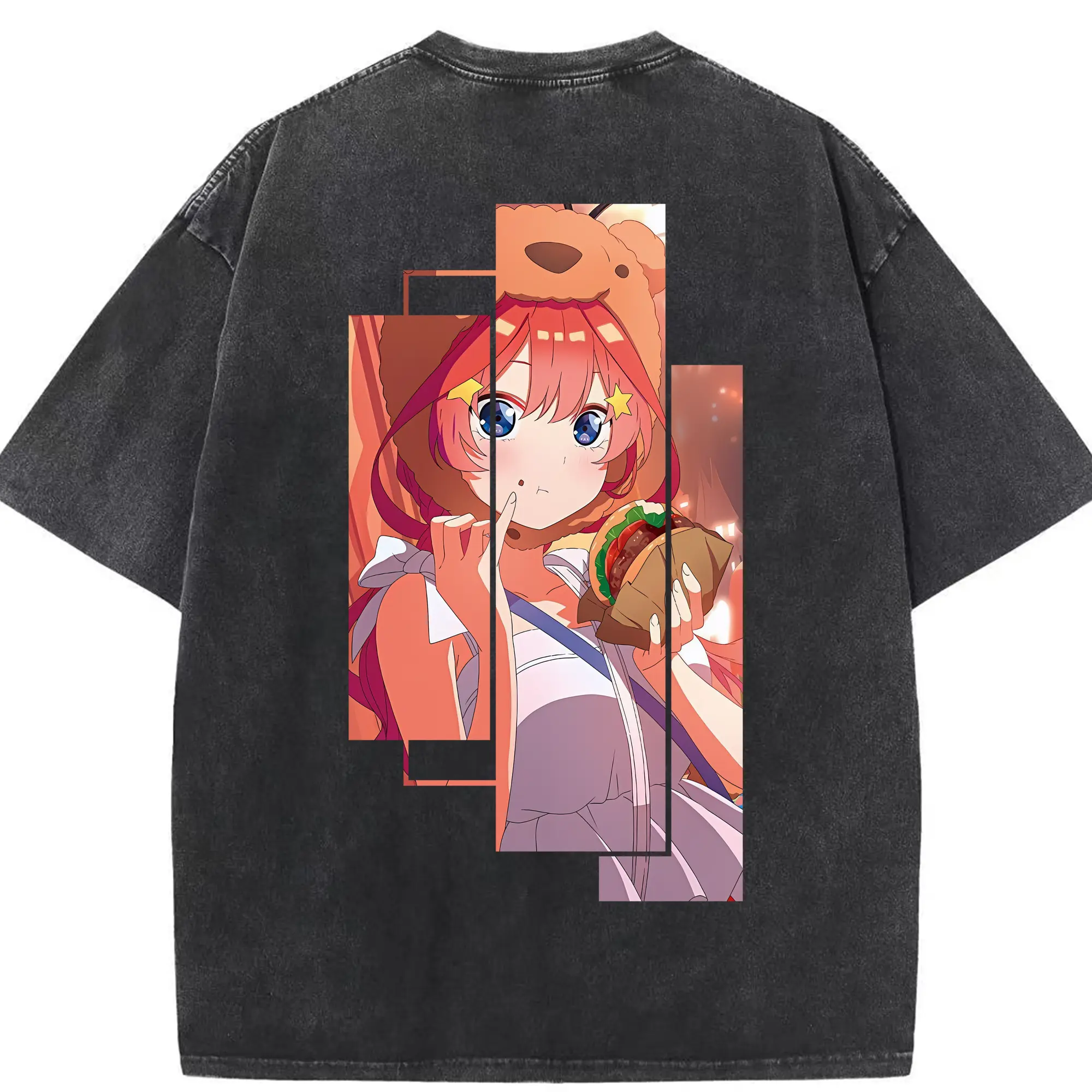 五等分の花嫁 グッズ 中野 五月 - 綿100％ ヴィンテージ風 半袖Tシャツ ・ 背面プリント ・ 柔らか肌触り ・ 通気性 快適 ・ スポーツ カジュアル 外出用
