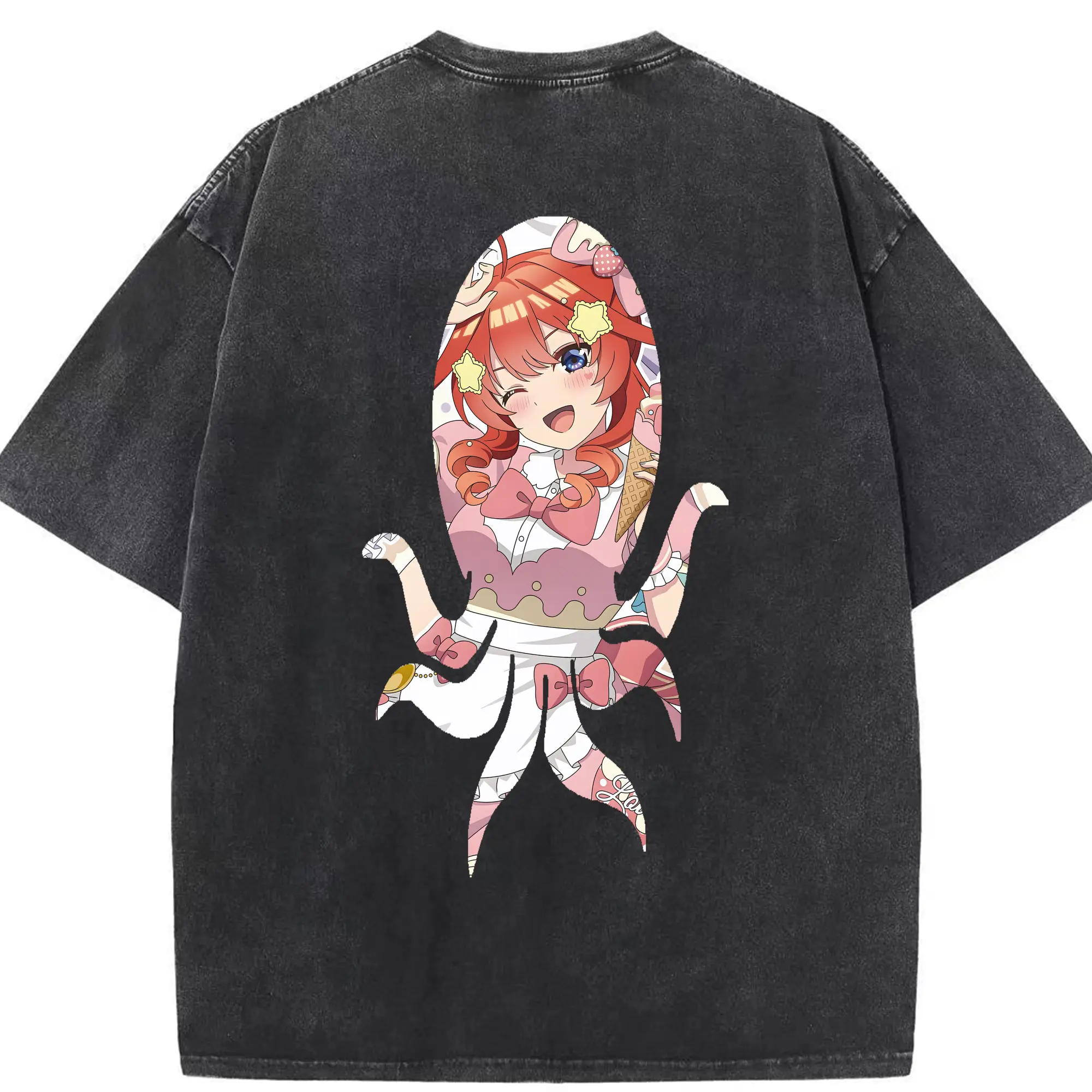 五等分の花嫁 グッズ 中野 五月 - 綿100％ ヴィンテージ風 半袖Tシャツ ・ 背面プリント ・ 柔らか肌触り ・ 通気性 快適 ・ スポーツ カジュアル 外出用