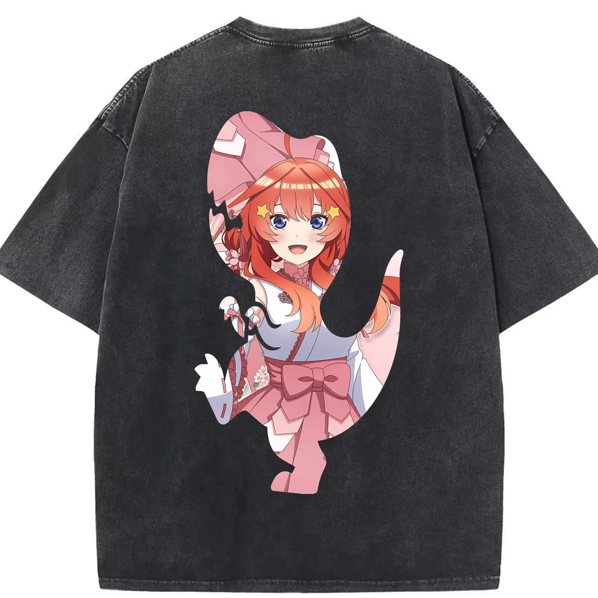 五等分の花嫁 グッズ 中野 五月 - 綿100％ ヴィンテージ風 半袖Tシャツ ・ 背面プリント ・ 柔らか肌触り ・ 通気性 快適 ・ スポーツ カジュアル 外出用