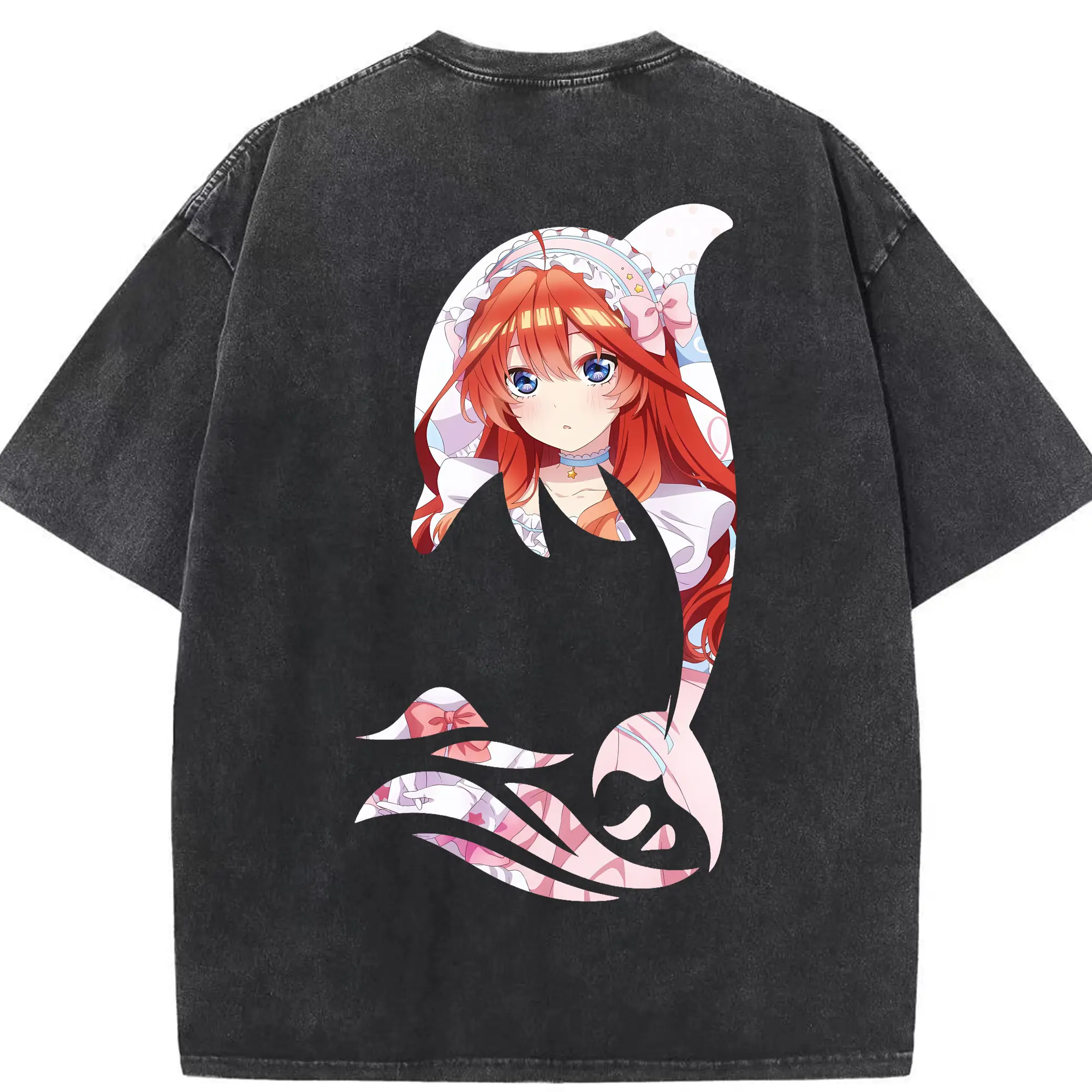 五等分の花嫁 グッズ 中野 五月 - 綿100％ ヴィンテージ風 半袖Tシャツ ・ 背面プリント ・ 柔らか肌触り ・ 通気性 快適 ・ スポーツ カジュアル 外出用