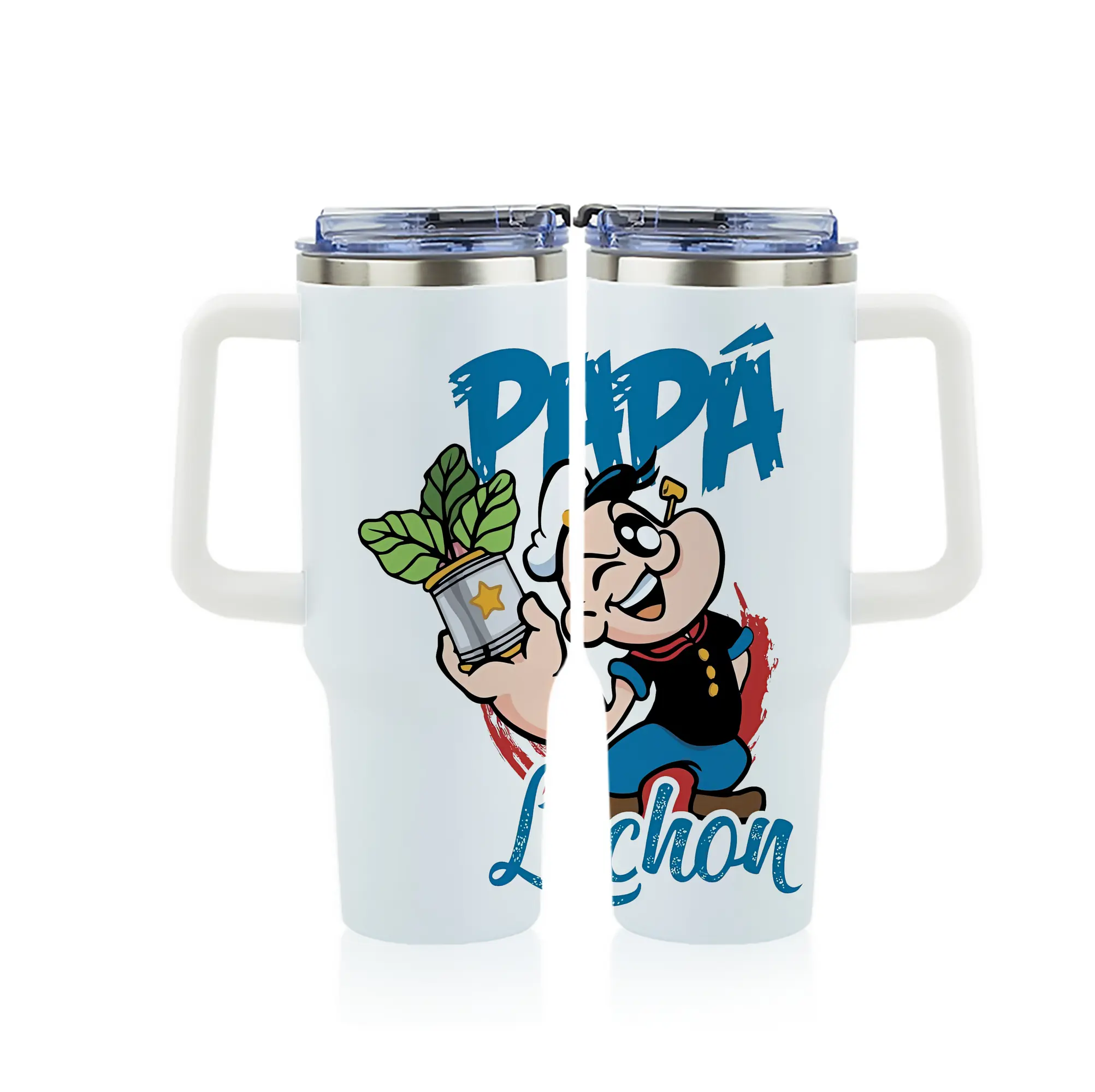 ポパイ グッズ ポパイ - 1200mL フルプリント車用タンブラー ・ 304ステンレス 内側 ・ 201ステンレス 外側 ・ 保温 保冷 ・ 通勤 ドライブ アウトドア用