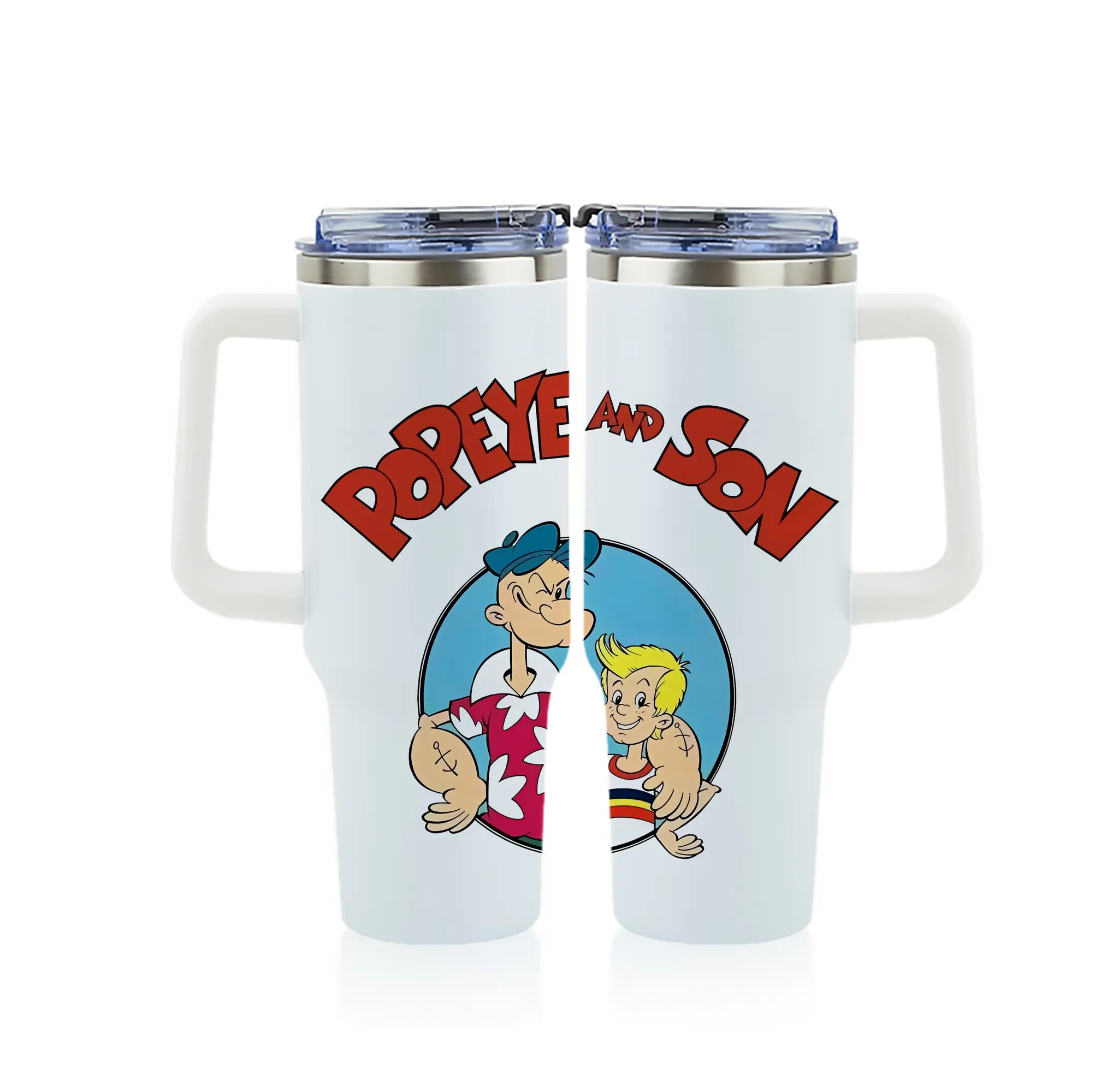 ポパイ グッズ ポパイ - 1200mL フルプリント車用タンブラー ・ 304ステンレス 内側 ・ 201ステンレス 外側 ・ 保温 保冷 ・ 通勤 ドライブ アウトドア用
