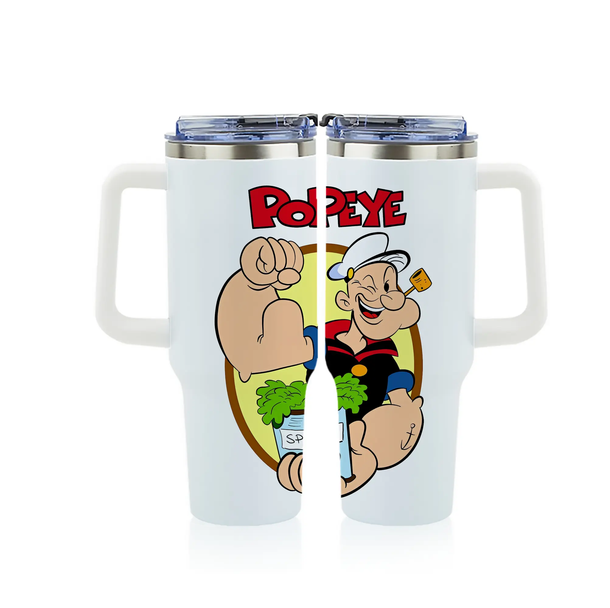 ポパイ グッズ ポパイ - 1200mL フルプリント車用タンブラー ・ 304ステンレス 内側 ・ 201ステンレス 外側 ・ 保温 保冷 ・ 通勤 ドライブ アウトドア用