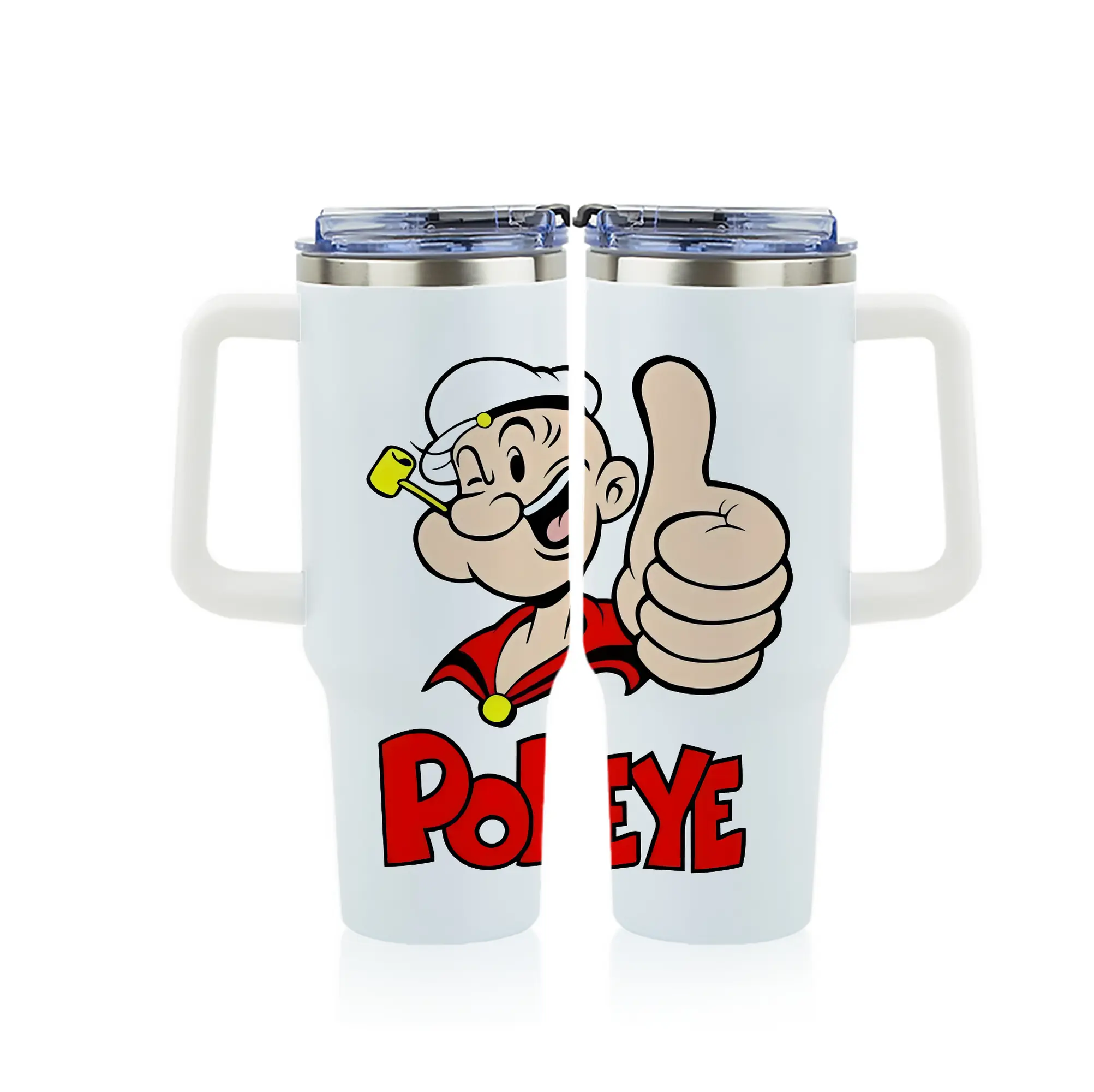 ポパイ グッズ ポパイ - 1200mL フルプリント車用タンブラー ・ 304ステンレス 内側 ・ 201ステンレス 外側 ・ 保温 保冷 ・ 通勤 ドライブ アウトドア用