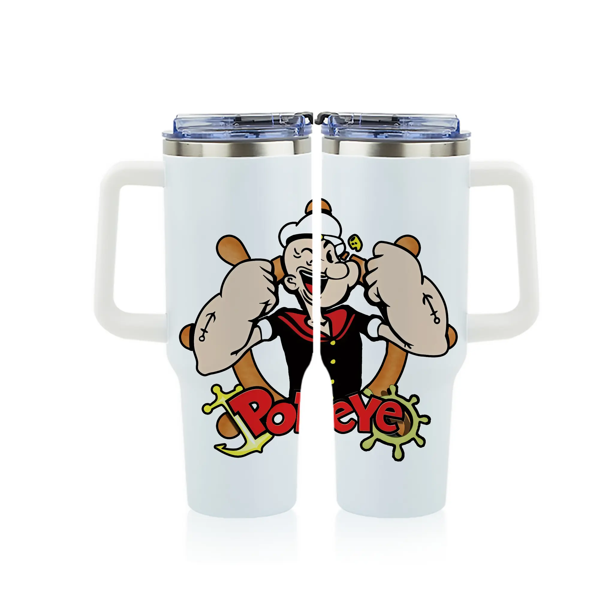ポパイ グッズ ポパイ - 1200mL フルプリント車用タンブラー ・ 304ステンレス 内側 ・ 201ステンレス 外側 ・ 保温 保冷 ・ 通勤 ドライブ アウトドア用