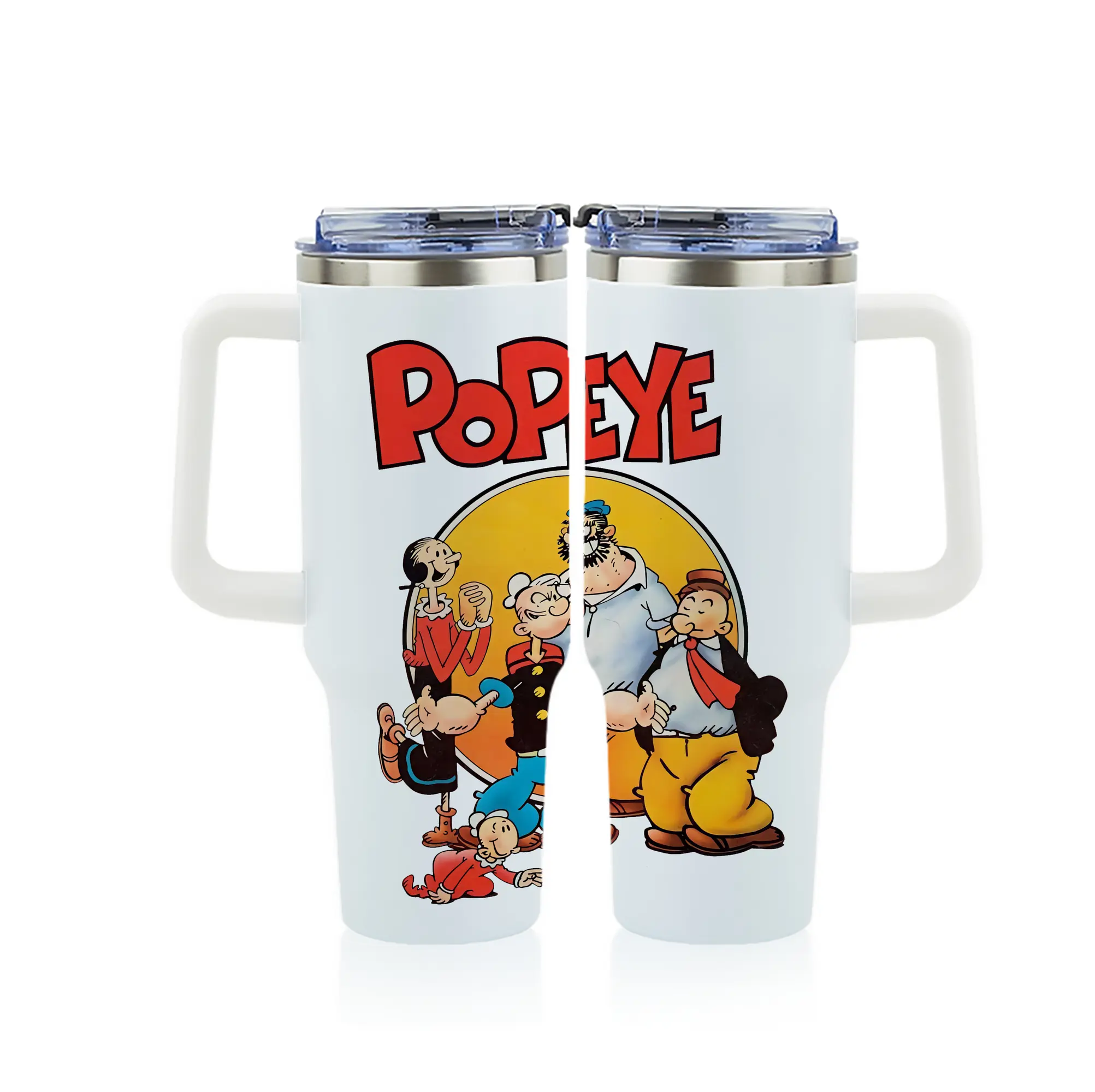 ポパイ グッズ ポパイ - 1200mL フルプリント車用タンブラー ・ 304ステンレス 内側 ・ 201ステンレス 外側 ・ 保温 保冷 ・ 通勤 ドライブ アウトドア用
