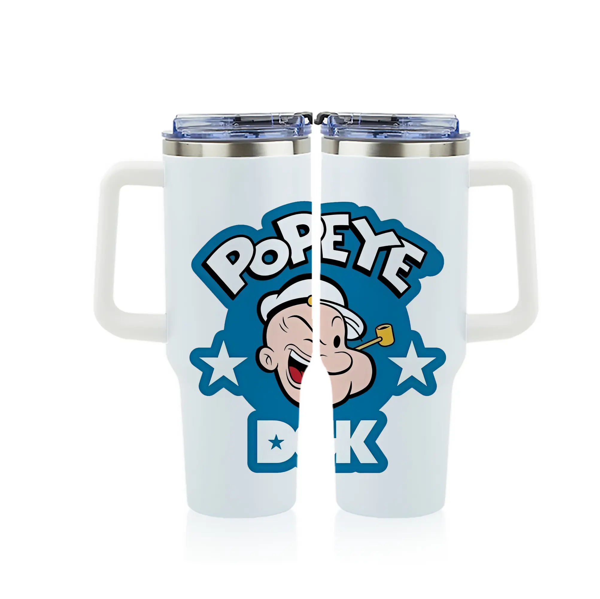 ポパイ グッズ ポパイ - 1200mL フルプリント車用タンブラー ・ 304ステンレス 内側 ・ 201ステンレス 外側 ・ 保温 保冷 ・ 通勤 ドライブ アウトドア用