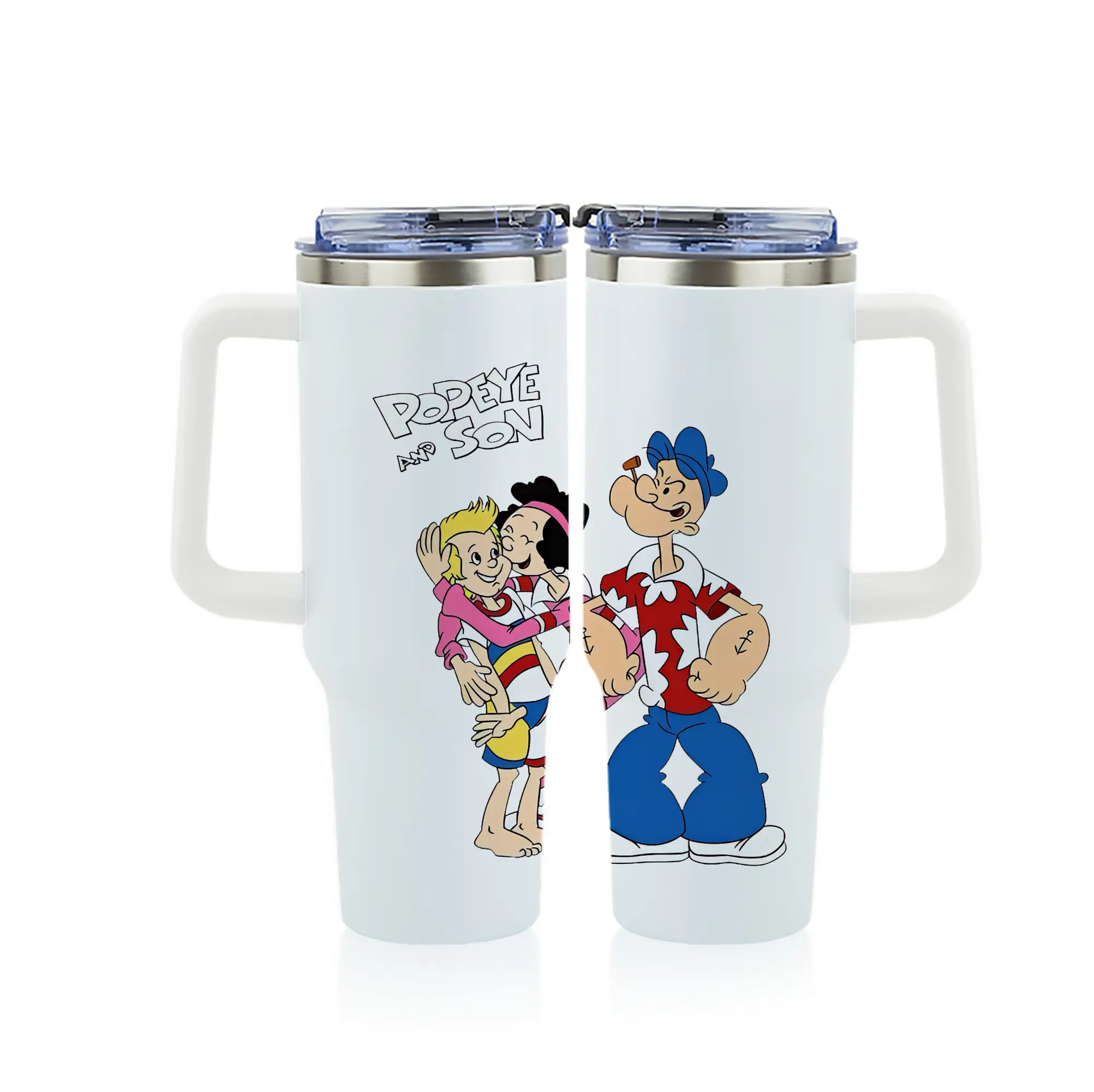 ポパイ グッズ ポパイ - 1200mL フルプリント車用タンブラー ・ 304ステンレス 内側 ・ 201ステンレス 外側 ・ 保温 保冷 ・ 通勤 ドライブ アウトドア用