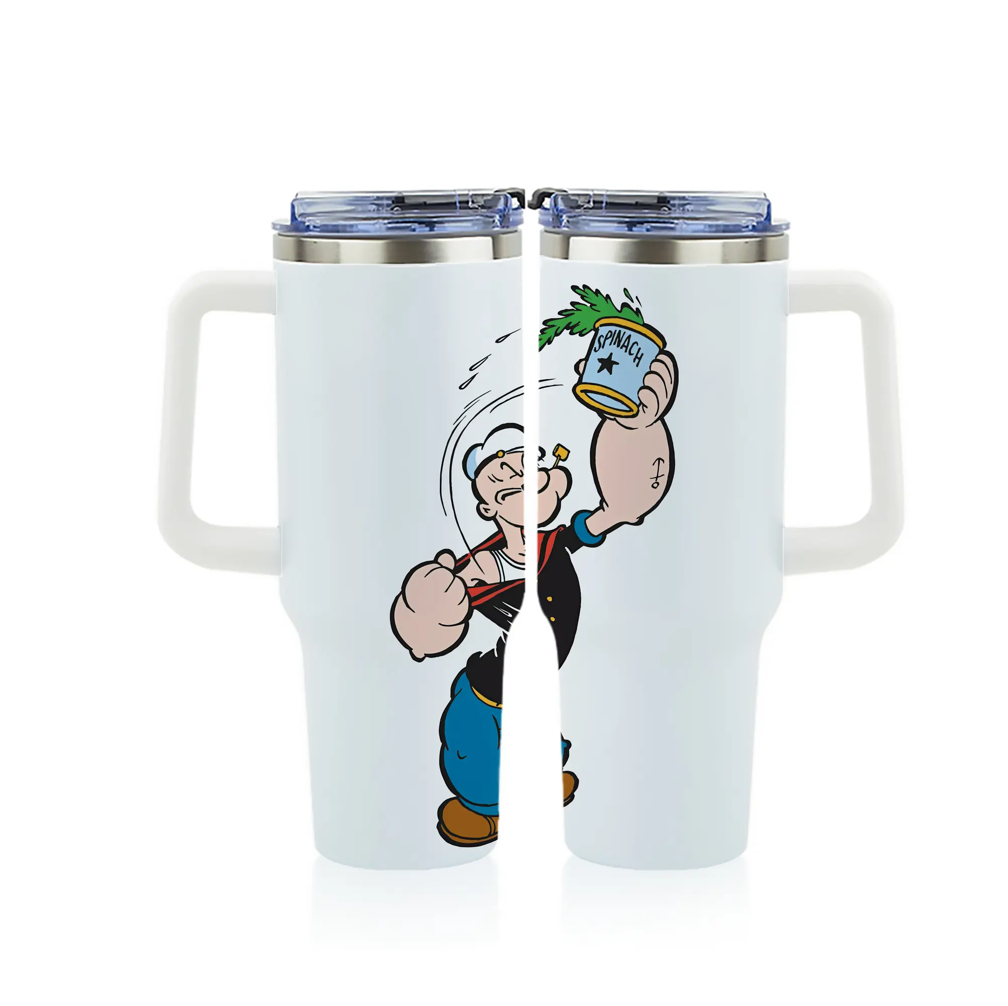 ポパイ グッズ ポパイ - 1200mL フルプリント車用タンブラー ・ 304ステンレス 内側 ・ 201ステンレス 外側 ・ 保温 保冷 ・ 通勤 ドライブ アウトドア用