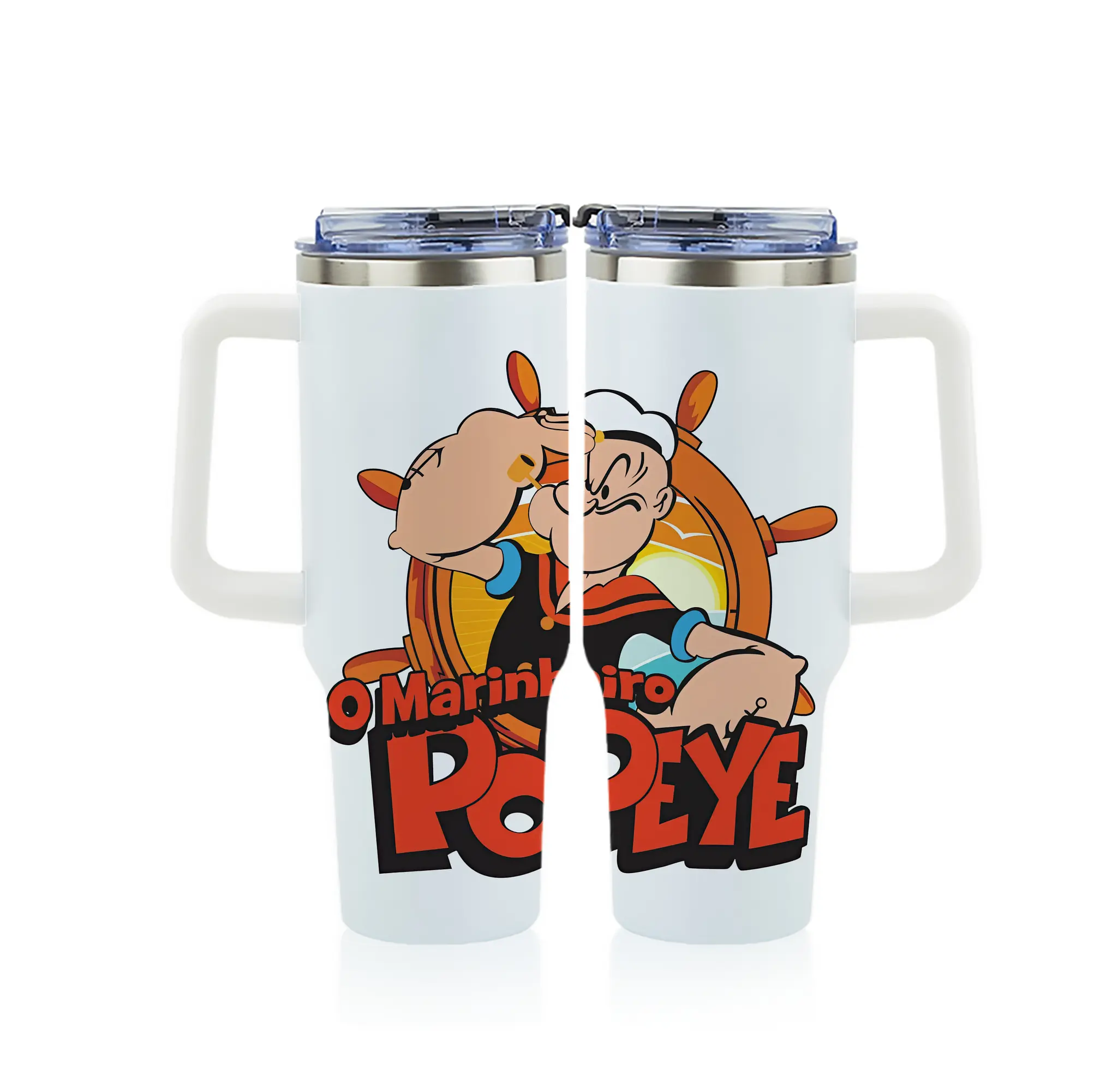 ポパイ グッズ ポパイ - 1200mL フルプリント車用タンブラー ・ 304ステンレス 内側 ・ 201ステンレス 外側 ・ 保温 保冷 ・ 通勤 ドライブ アウトドア用