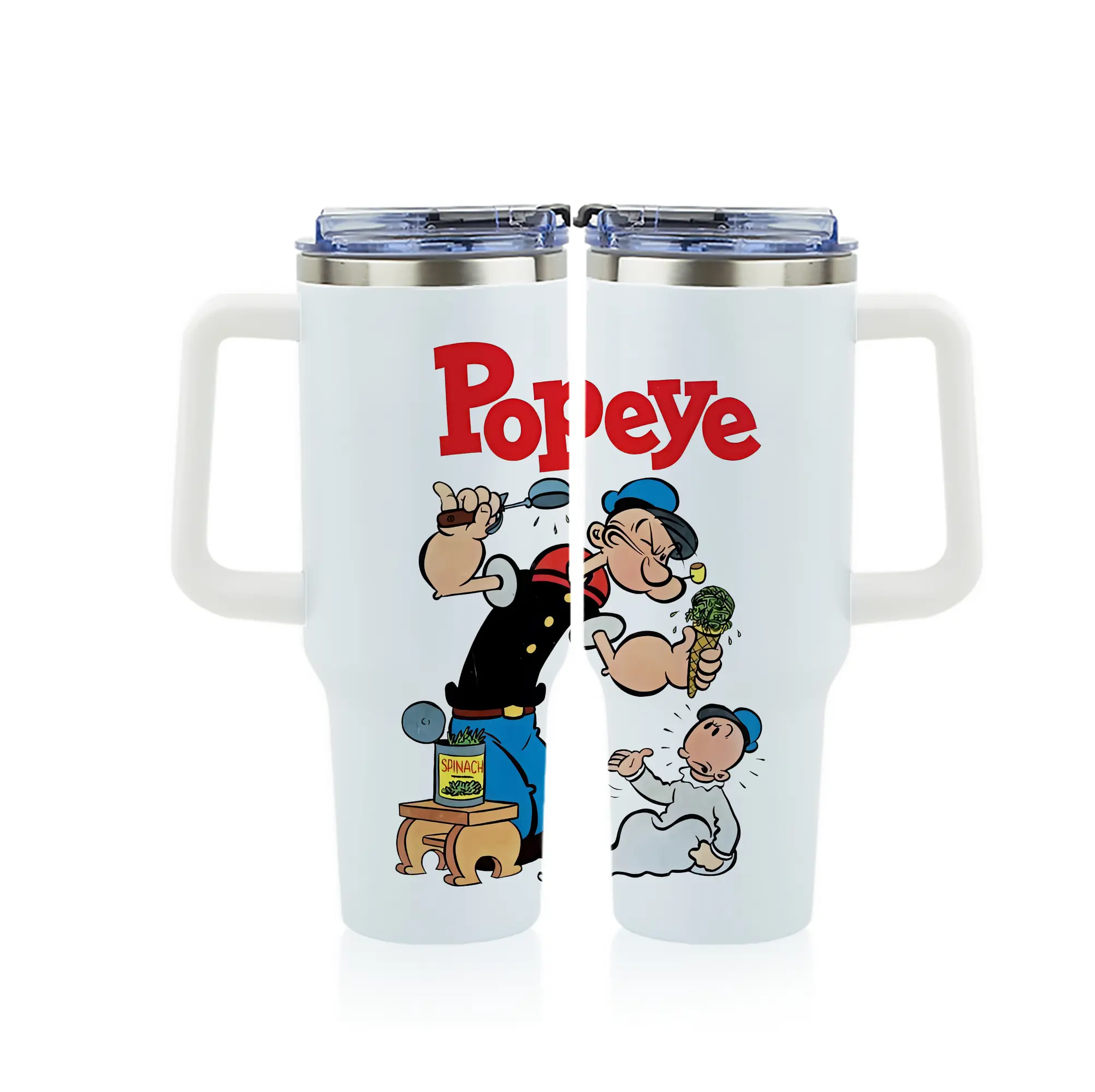 ポパイ グッズ ポパイ - 1200mL フルプリント車用タンブラー ・ 304ステンレス 内側 ・ 201ステンレス 外側 ・ 保温 保冷 ・ 通勤 ドライブ アウトドア用