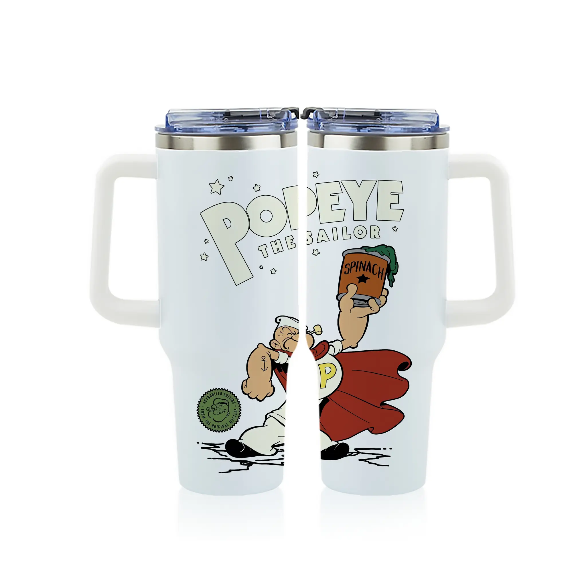 ポパイ グッズ ポパイ - 1200mL フルプリント車用タンブラー ・ 304ステンレス 内側 ・ 201ステンレス 外側 ・ 保温 保冷 ・ 通勤 ドライブ アウトドア用