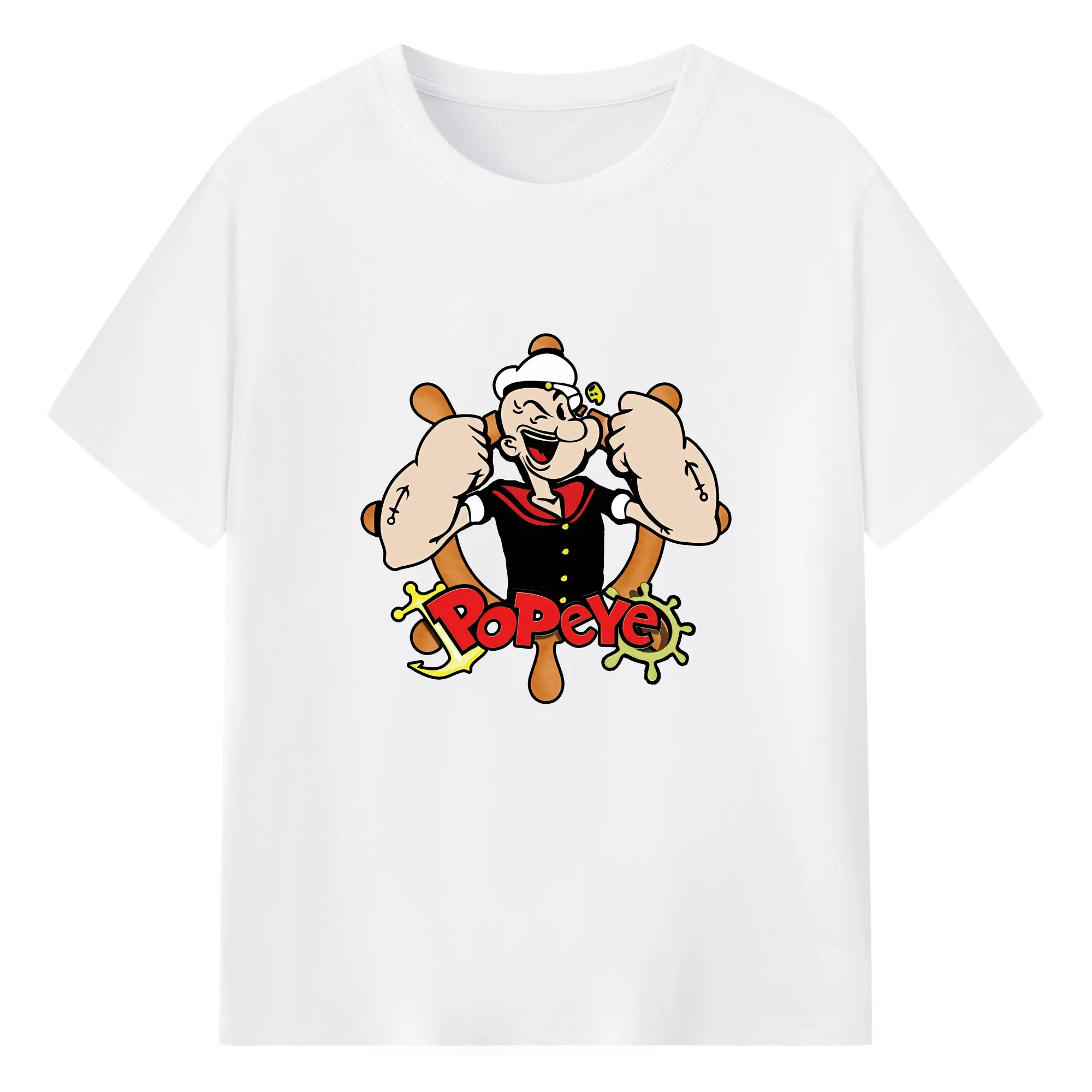 ポパイ グッズ ポパイ - 綿100％ 半袖Tシャツ ・ フロントプリント ・ 快適 通気性 ・ 日常使い 散歩 スポーツ用