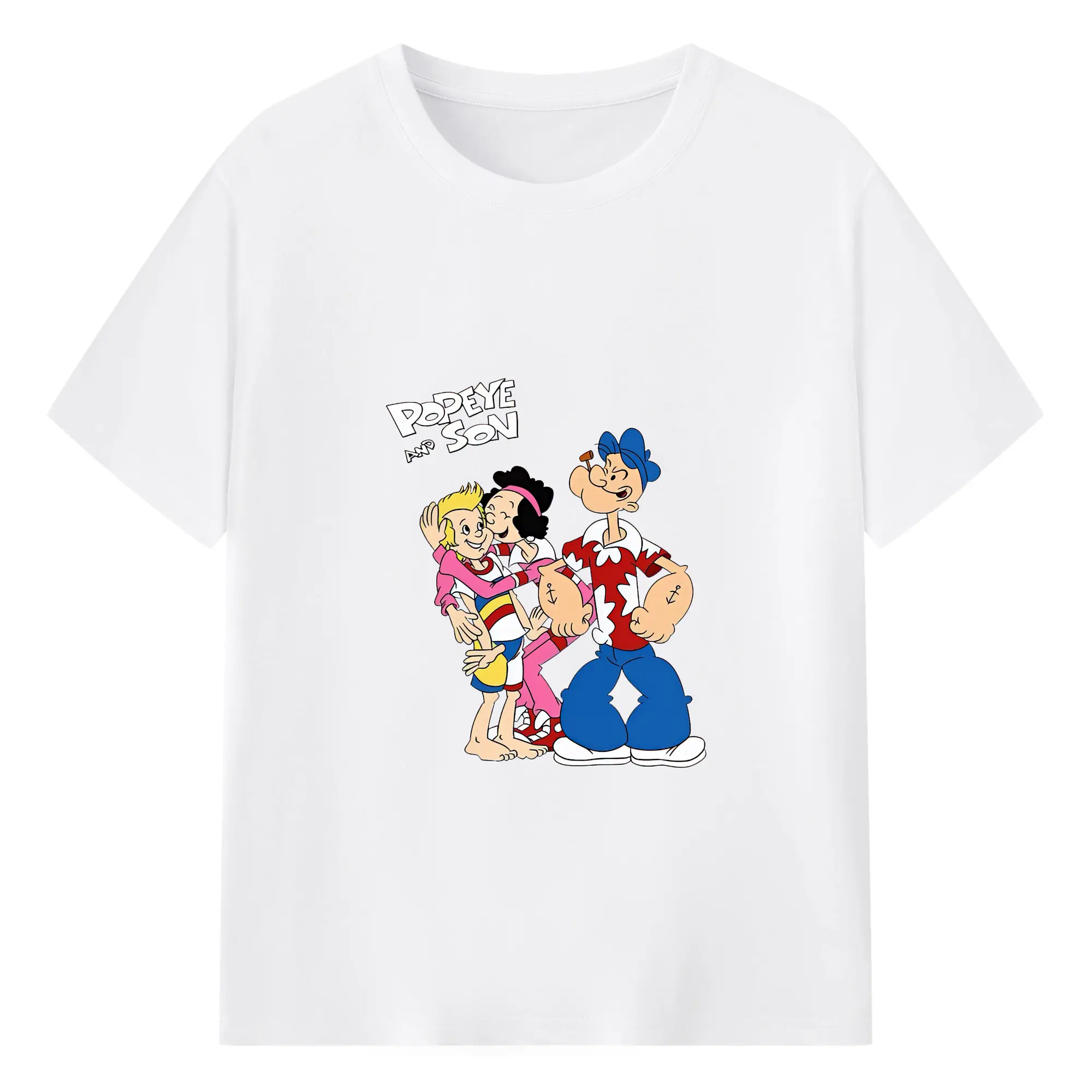 ポパイ グッズ ポパイ - 綿100％ 半袖Tシャツ ・ フロントプリント ・ 快適 通気性 ・ 日常使い 散歩 スポーツ用