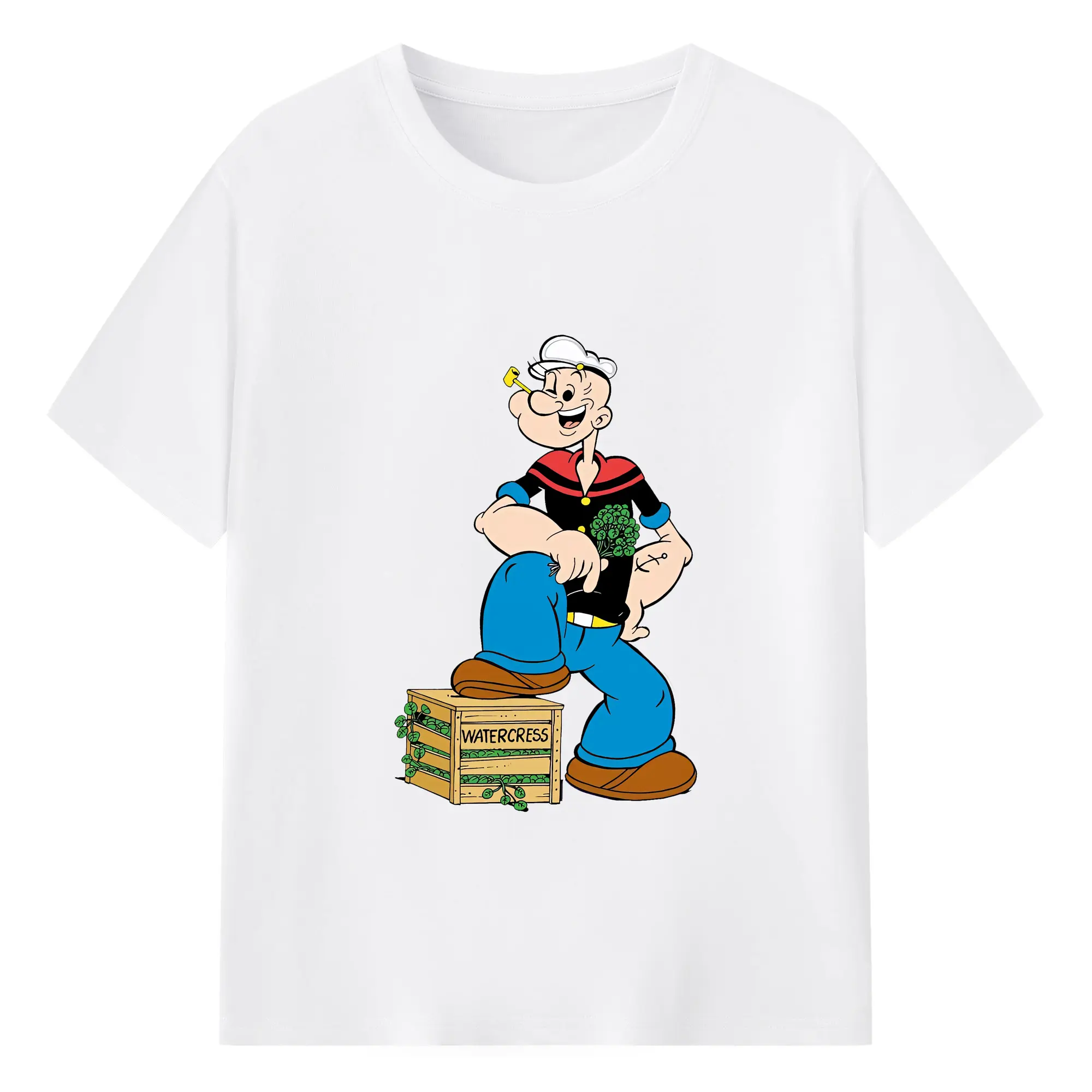 ポパイ グッズ ポパイ - 綿100％ 半袖Tシャツ ・ フロントプリント ・ 快適 通気性 ・ 日常使い 散歩 スポーツ用