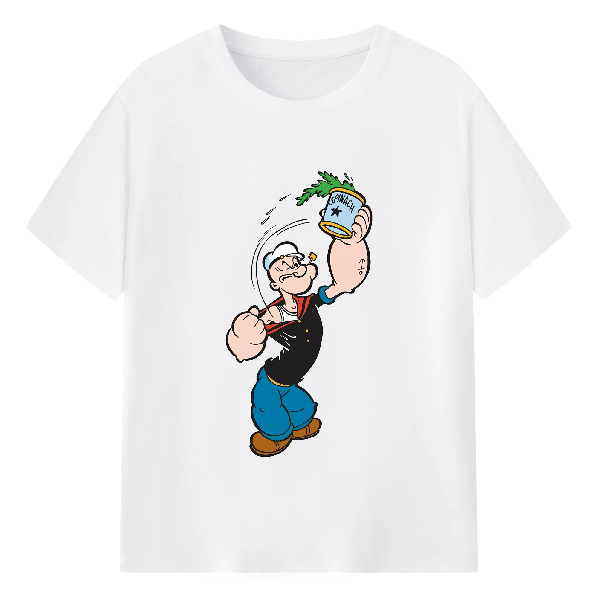 ポパイ グッズ ポパイ - 綿100％ 半袖Tシャツ ・ フロントプリント ・ 快適 通気性 ・ 日常使い 散歩 スポーツ用