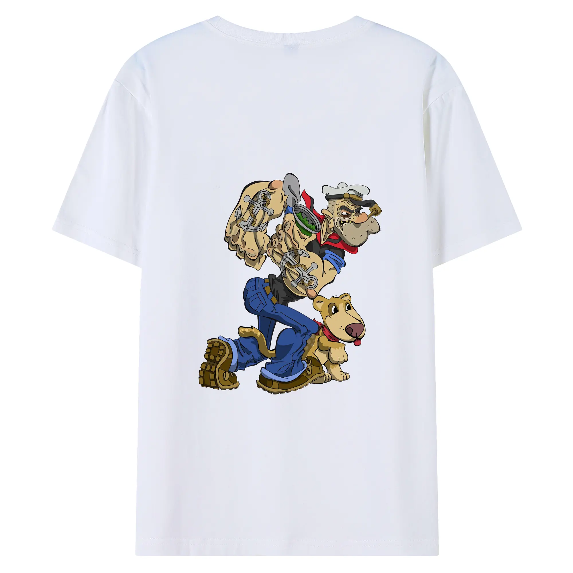 ポパイ グッズ ポパイ - 綿100％ 半袖Tシャツ ・ バックプリント ・ 快適 通気性 ・ 日常使い 散歩 スポーツ用