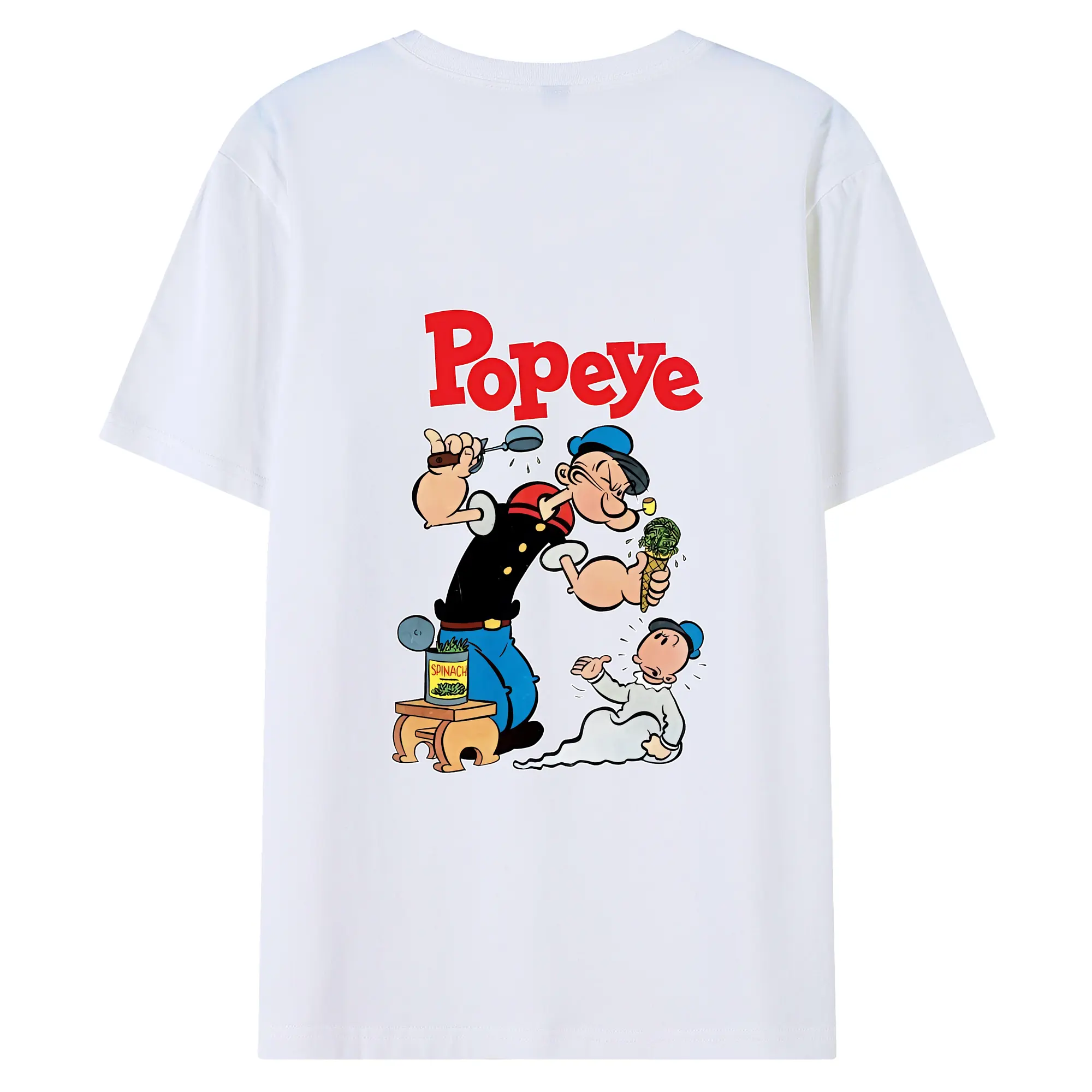 ポパイ グッズ ポパイ - 綿100％ 半袖Tシャツ ・ バックプリント ・ 快適 通気性 ・ 日常使い 散歩 スポーツ用