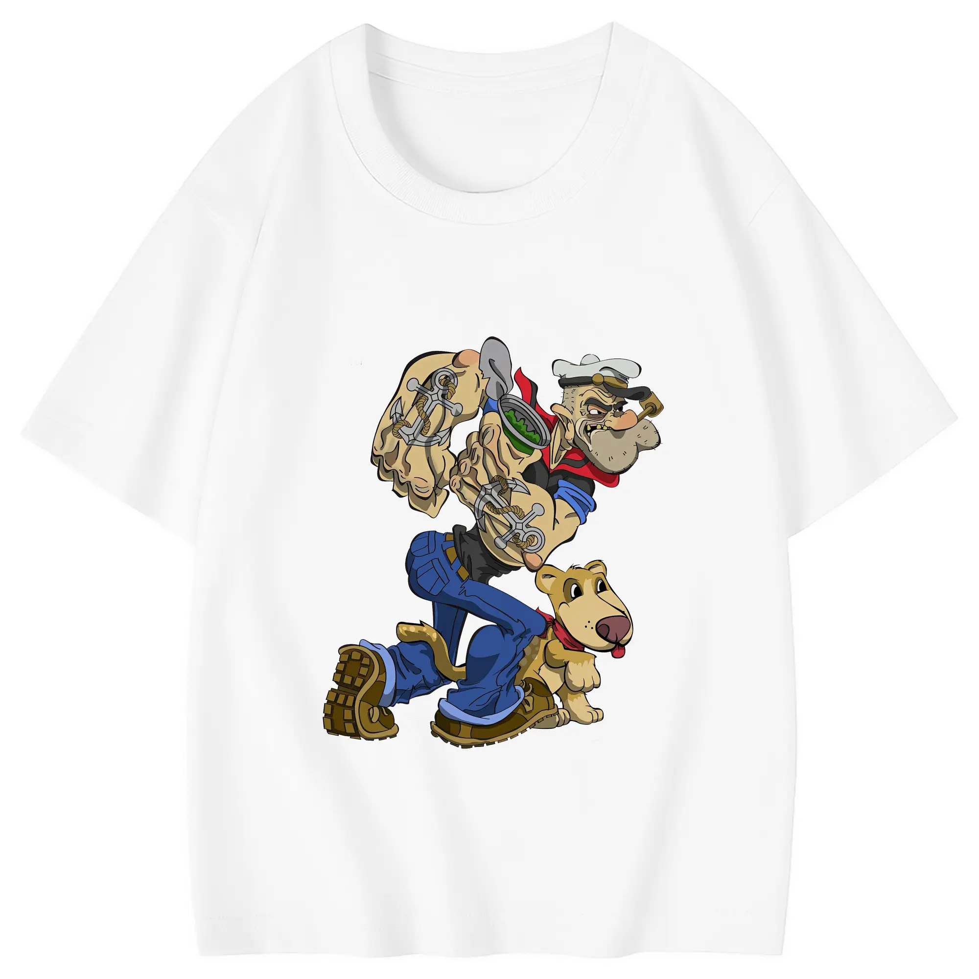 ポパイ グッズ ポパイ - 綿100％ キッズTシャツ ・ フロントプリント ・ 快適 通気性 ・ スポーツ カジュアル 散歩用