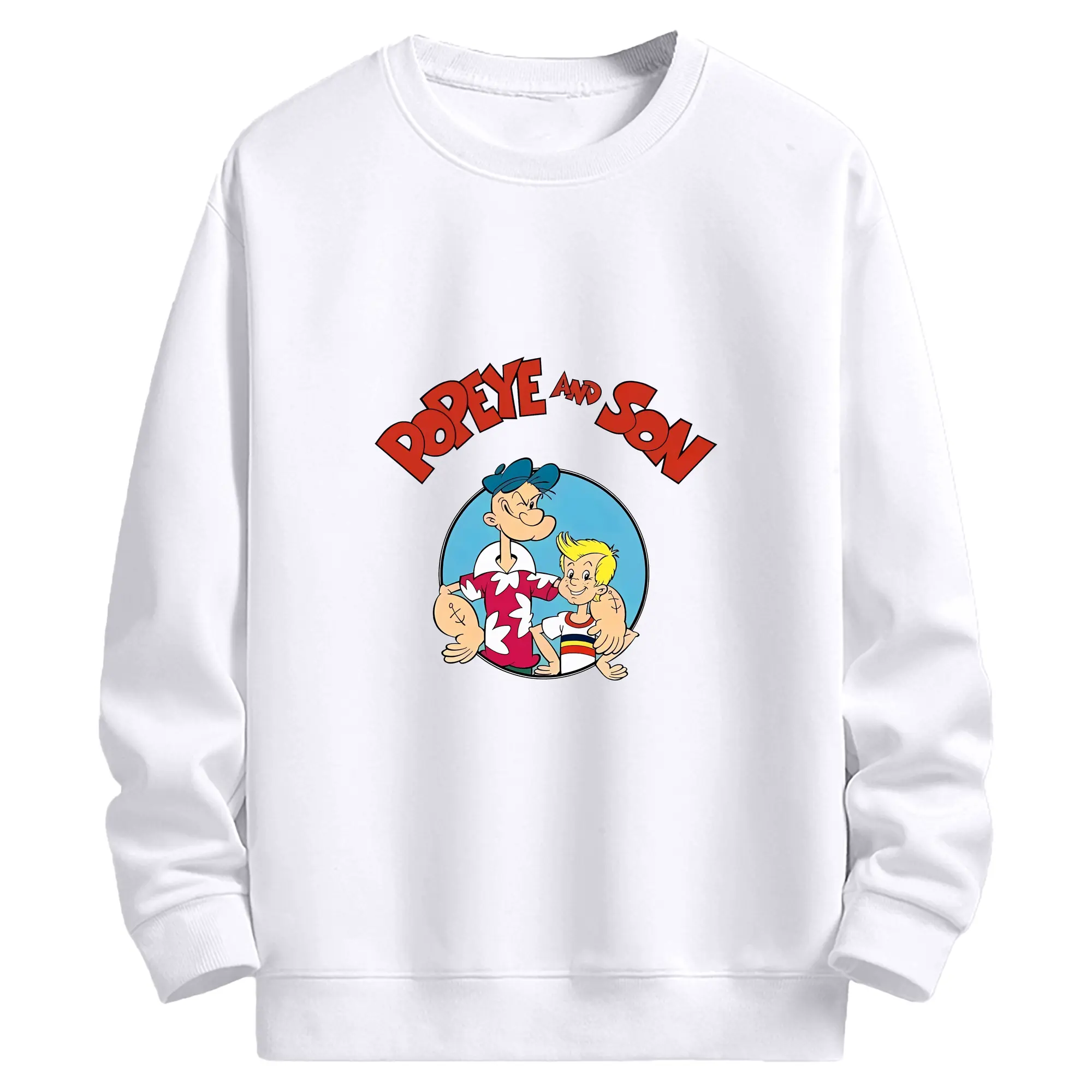 ポパイ グッズ ポパイ - 高品質 クルーネック スウェット ・ コットン59％ ポリエステル41％ ・ ユニセックス 長袖 トレーナー ・ カジュアル デイリー スポーツ 散歩用