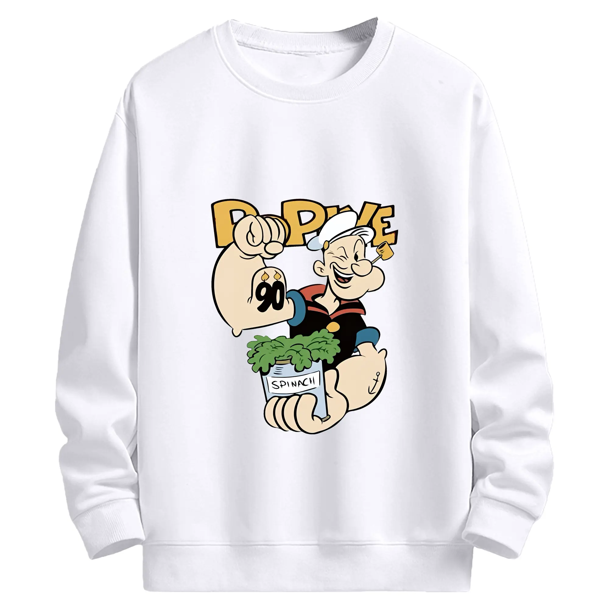 ポパイ グッズ ポパイ - 高品質 クルーネック スウェット ・ コットン59％ ポリエステル41％ ・ ユニセックス 長袖 トレーナー ・ カジュアル デイリー スポーツ 散歩用