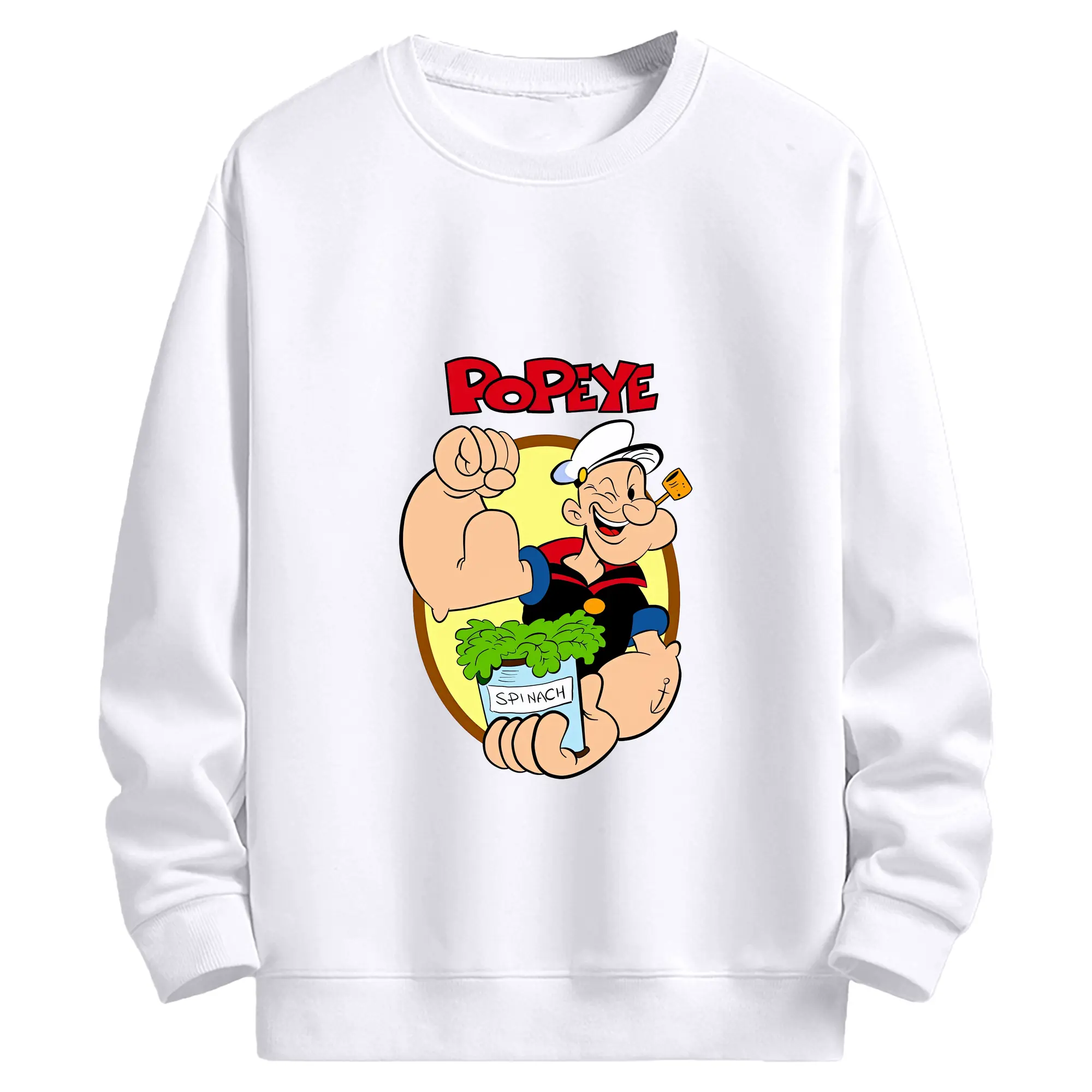 ポパイ グッズ ポパイ - 高品質 クルーネック スウェット ・ コットン59％ ポリエステル41％ ・ ユニセックス 長袖 トレーナー ・ カジュアル デイリー スポーツ 散歩用