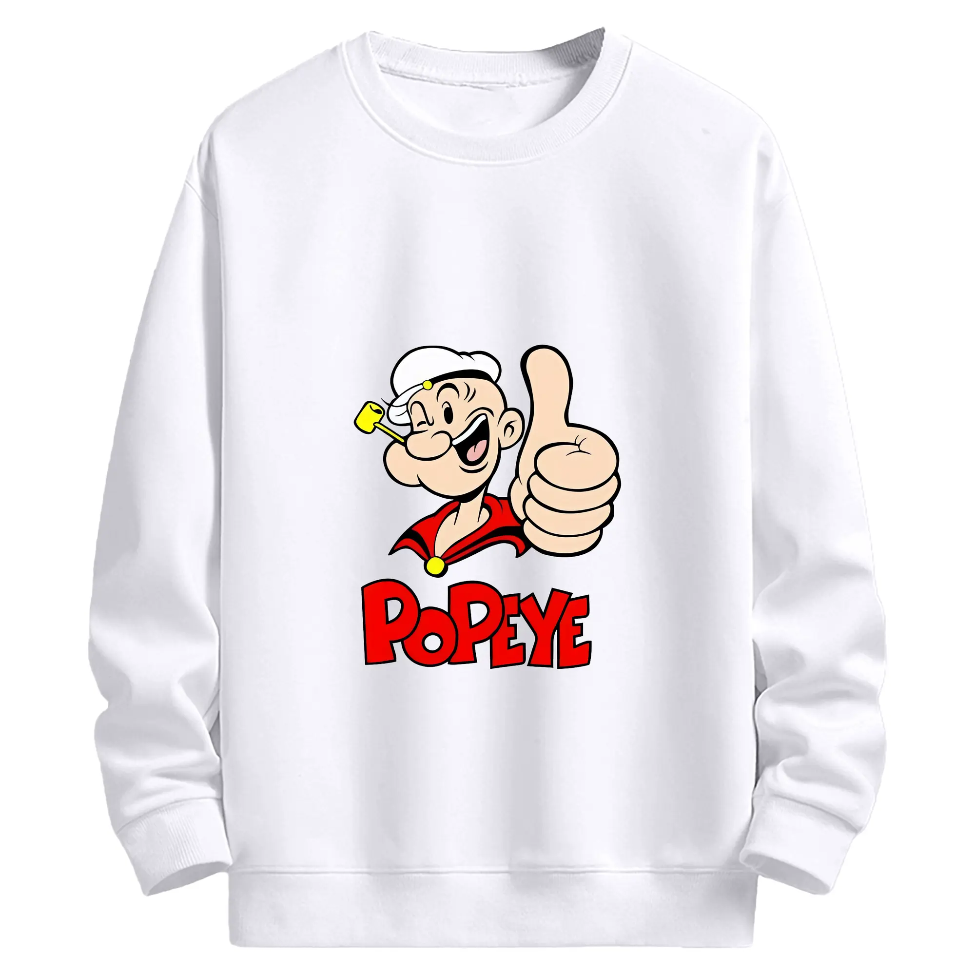 ポパイ グッズ ポパイ - 高品質 クルーネック スウェット ・ コットン59％ ポリエステル41％ ・ ユニセックス 長袖 トレーナー ・ カジュアル デイリー スポーツ 散歩用