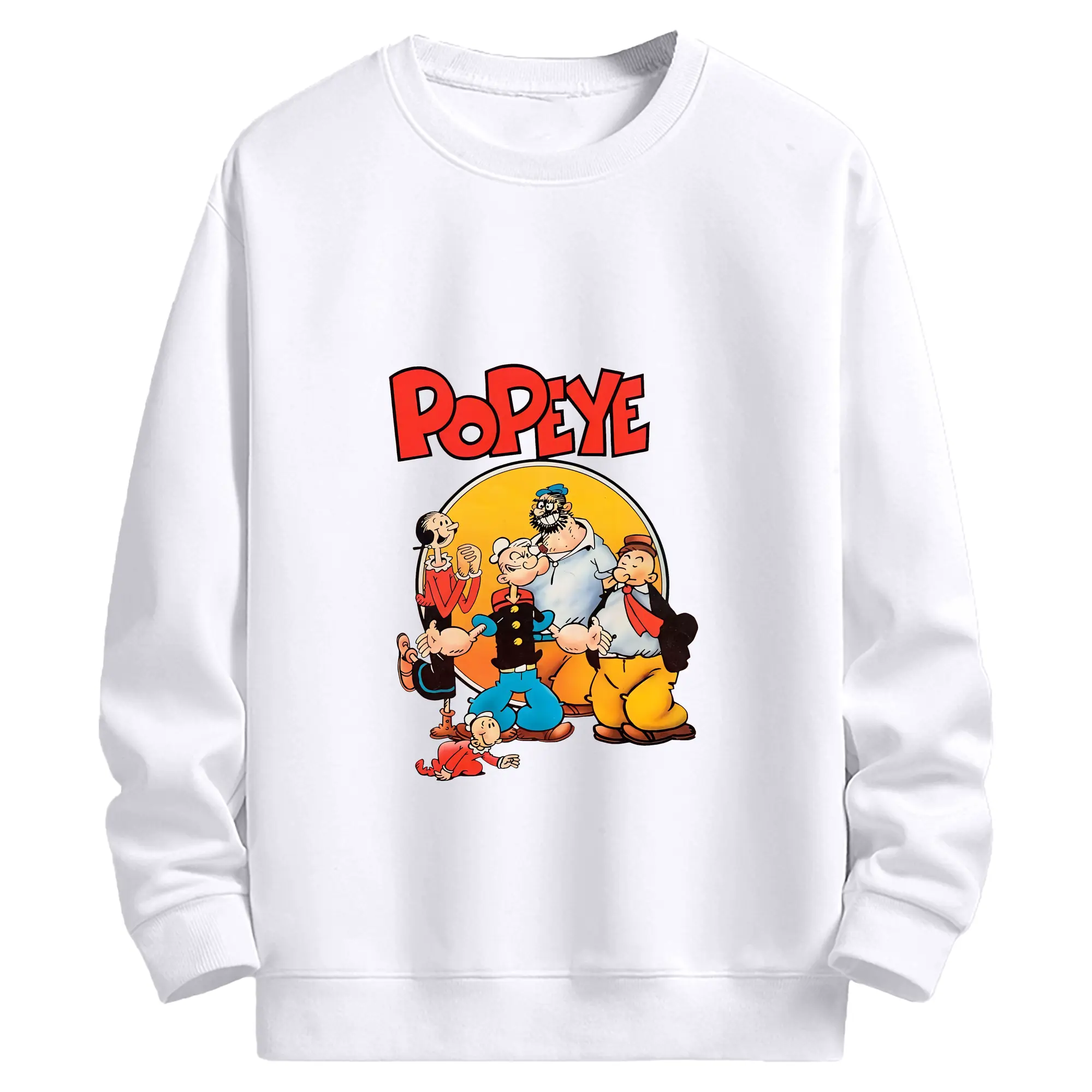 ポパイ グッズ ポパイ - 高品質 クルーネック スウェット ・ コットン59％ ポリエステル41％ ・ ユニセックス 長袖 トレーナー ・ カジュアル デイリー スポーツ 散歩用