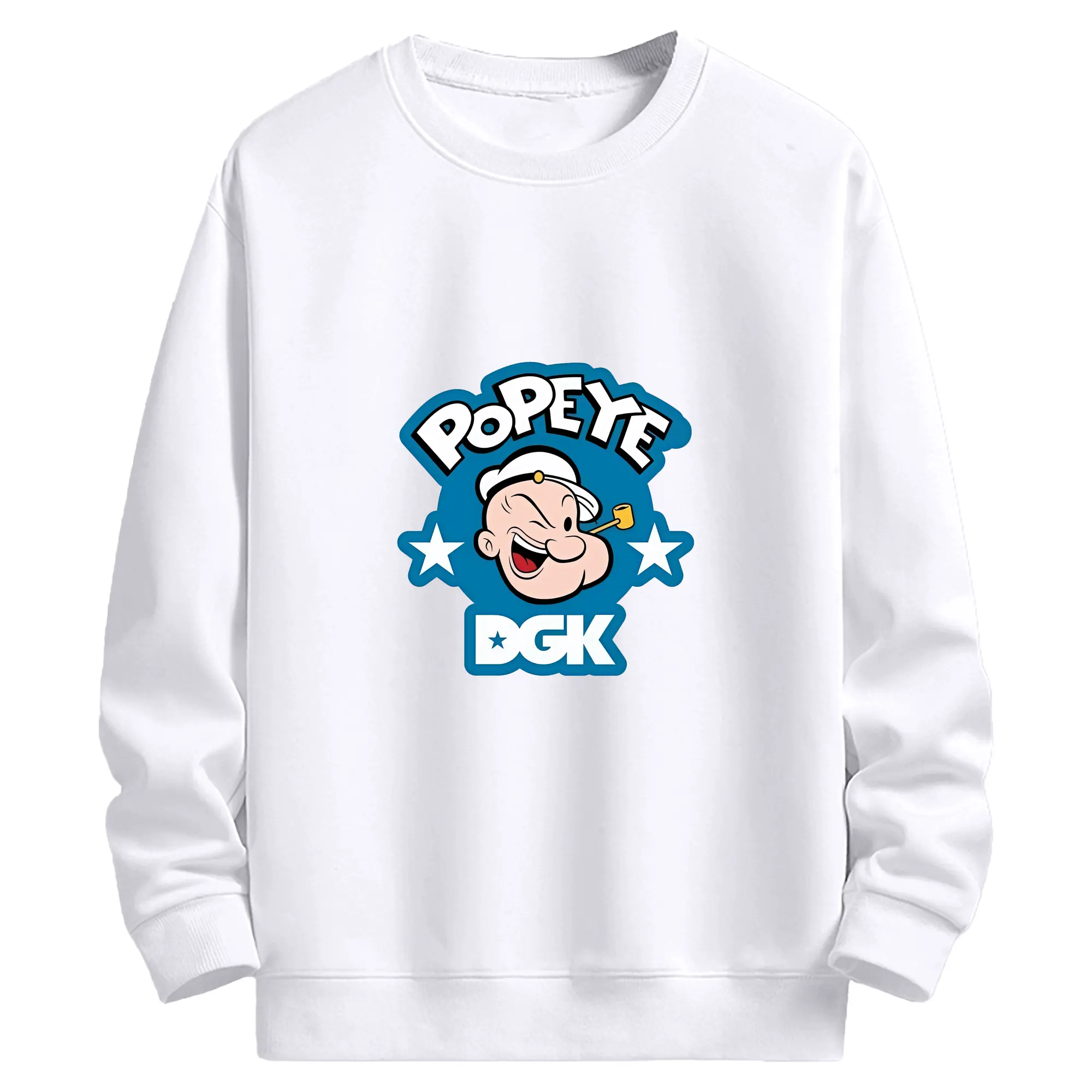 ポパイ グッズ ポパイ - 高品質 クルーネック スウェット ・ コットン59％ ポリエステル41％ ・ ユニセックス 長袖 トレーナー ・ カジュアル デイリー スポーツ 散歩用