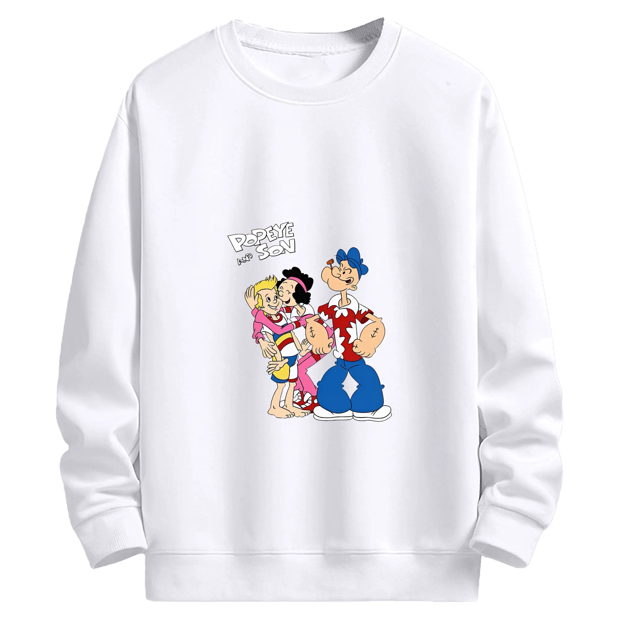 ポパイ グッズ ポパイ - 高品質 クルーネック スウェット ・ コットン59％ ポリエステル41％ ・ ユニセックス 長袖 トレーナー ・ カジュアル デイリー スポーツ 散歩用
