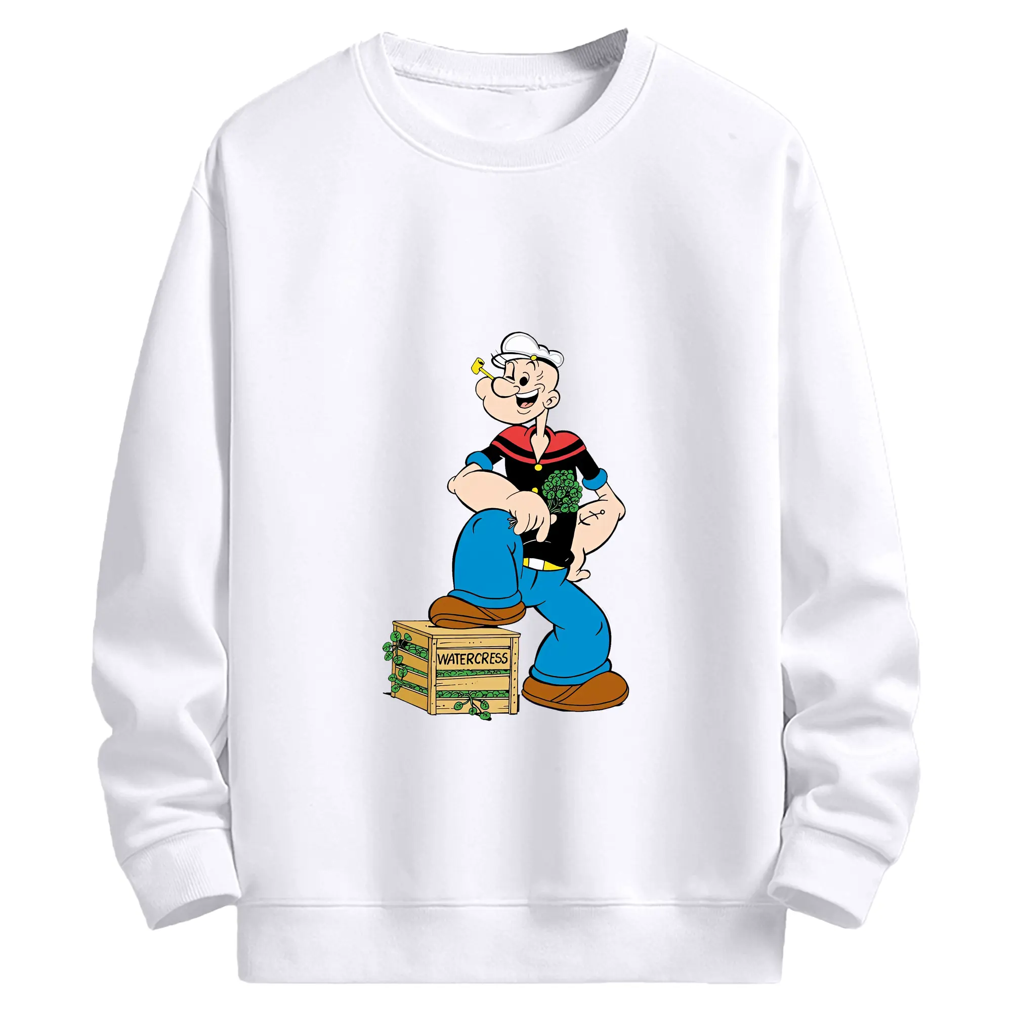 ポパイ グッズ ポパイ - 高品質 クルーネック スウェット ・ コットン59％ ポリエステル41％ ・ ユニセックス 長袖 トレーナー ・ カジュアル デイリー スポーツ 散歩用