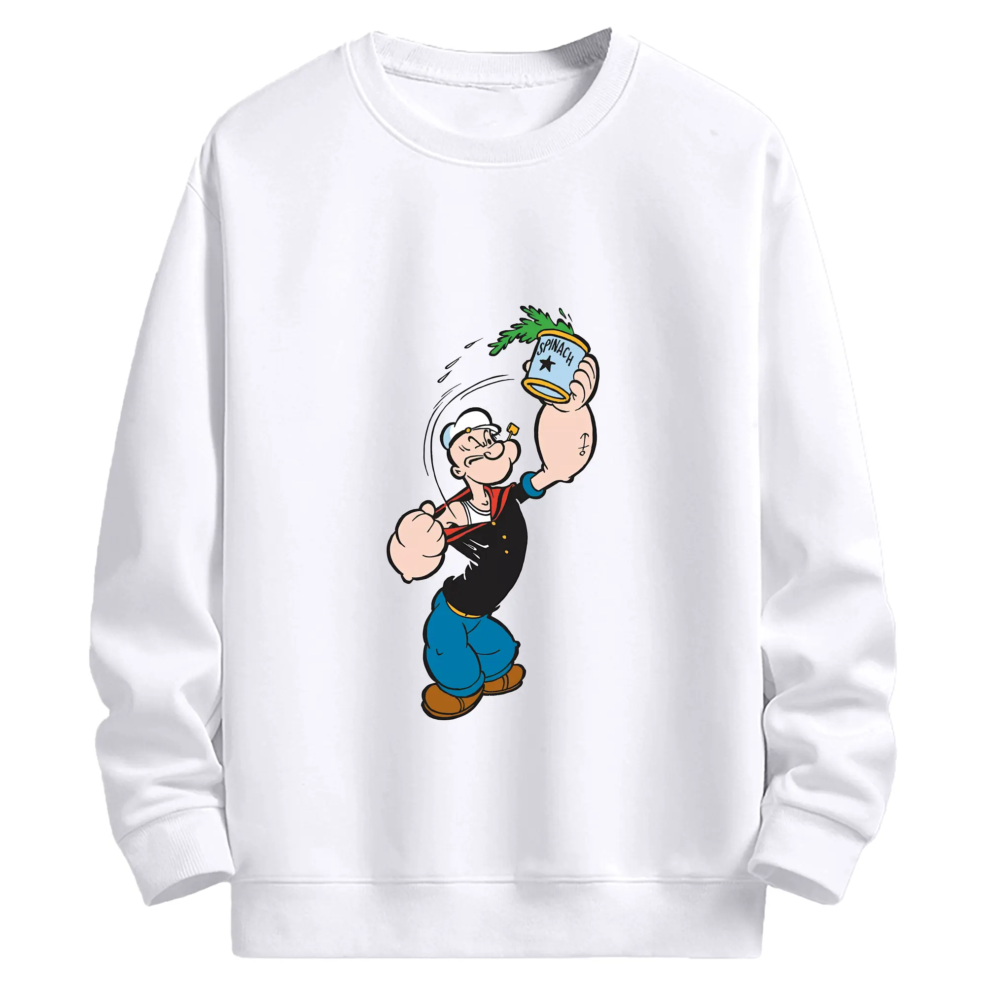 ポパイ グッズ ポパイ - 高品質 クルーネック スウェット ・ コットン59％ ポリエステル41％ ・ ユニセックス 長袖 トレーナー ・ カジュアル デイリー スポーツ 散歩用