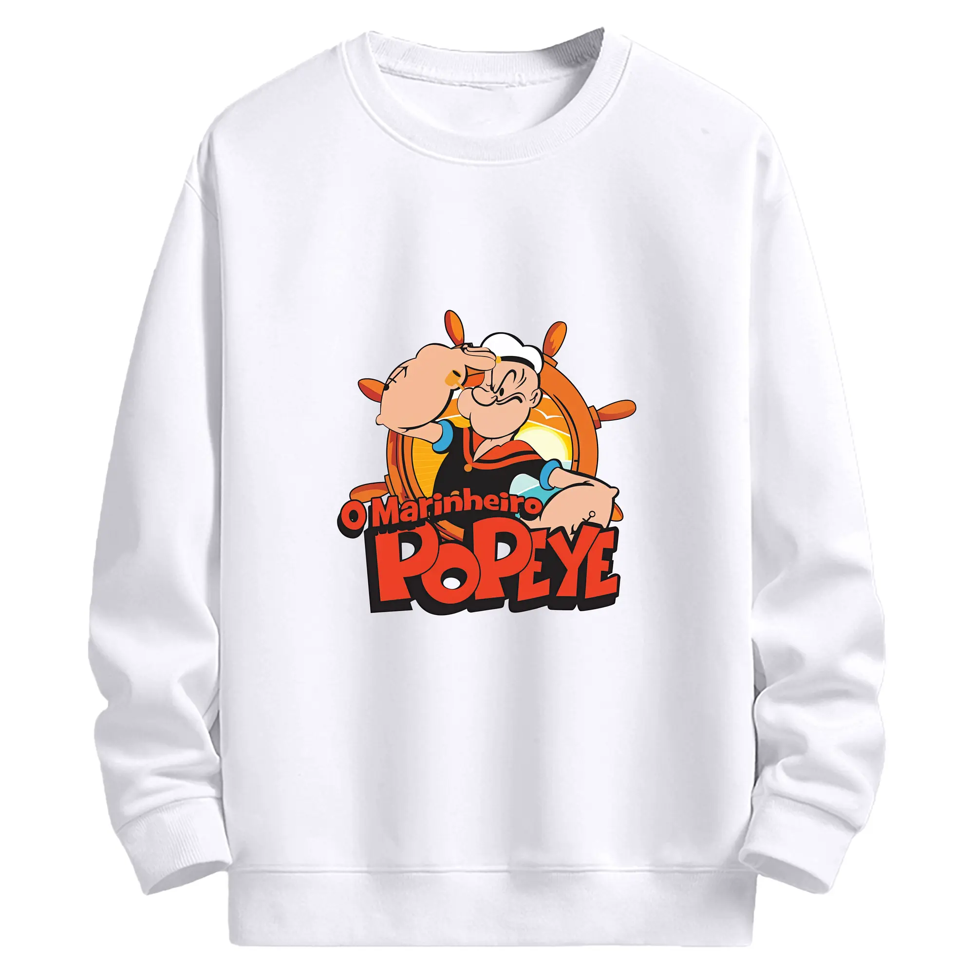 ポパイ グッズ ポパイ - 高品質 クルーネック スウェット ・ コットン59％ ポリエステル41％ ・ ユニセックス 長袖 トレーナー ・ カジュアル デイリー スポーツ 散歩用
