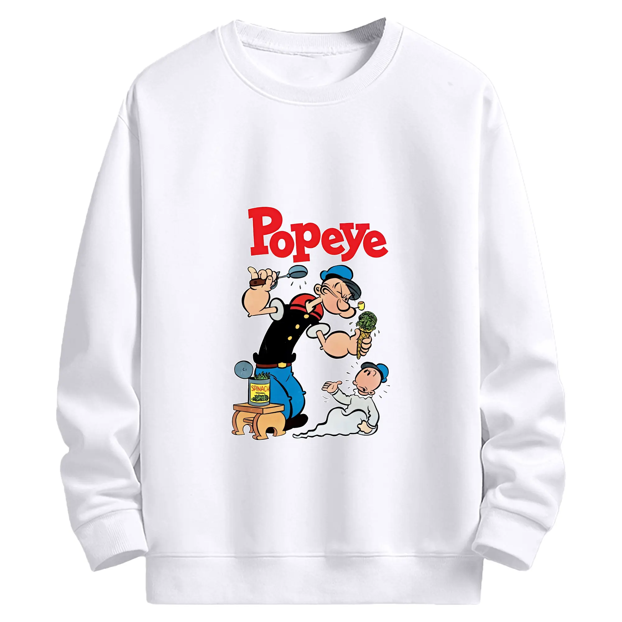 ポパイ グッズ ポパイ - 高品質 クルーネック スウェット ・ コットン59％ ポリエステル41％ ・ ユニセックス 長袖 トレーナー ・ カジュアル デイリー スポーツ 散歩用