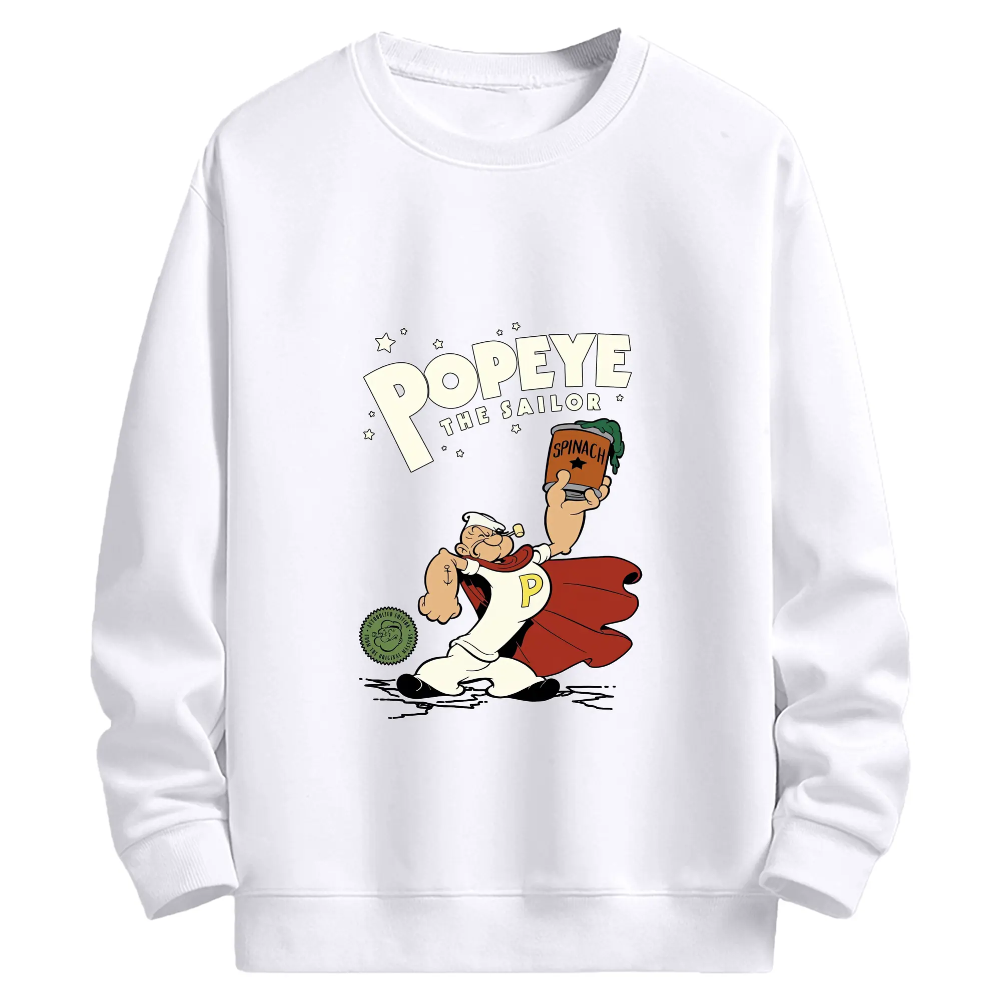 ポパイ グッズ ポパイ - 高品質 クルーネック スウェット ・ コットン59％ ポリエステル41％ ・ ユニセックス 長袖 トレーナー ・ カジュアル デイリー スポーツ 散歩用