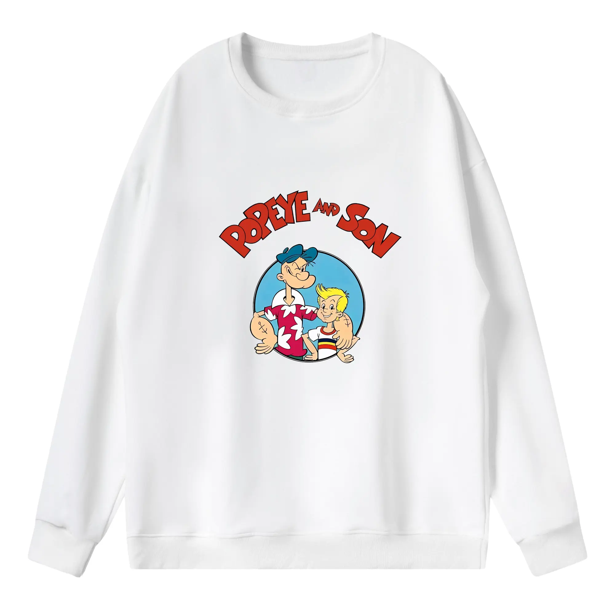 ポパイ グッズ ポパイ - 薄手 クルーネック スウェット 裏毛260g · ポリエステル 春秋向け カジュアル 男女兼用 · トレーナー デイリー スポーツ 散歩に最適