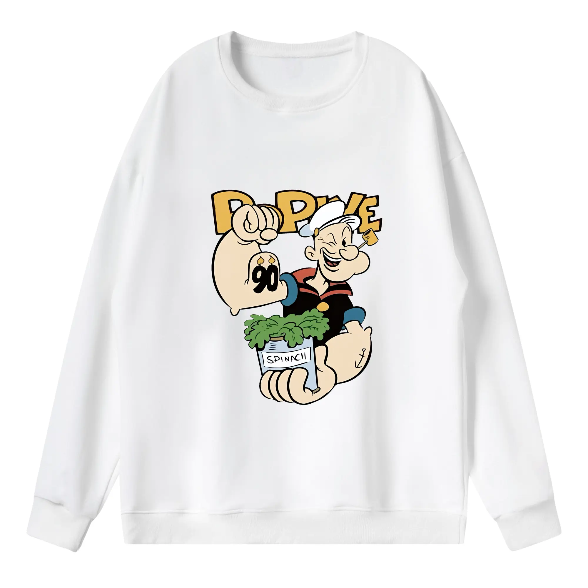 ポパイ グッズ ポパイ - 薄手 クルーネック スウェット 裏毛260g · ポリエステル 春秋向け カジュアル 男女兼用 · トレーナー デイリー スポーツ 散歩に最適