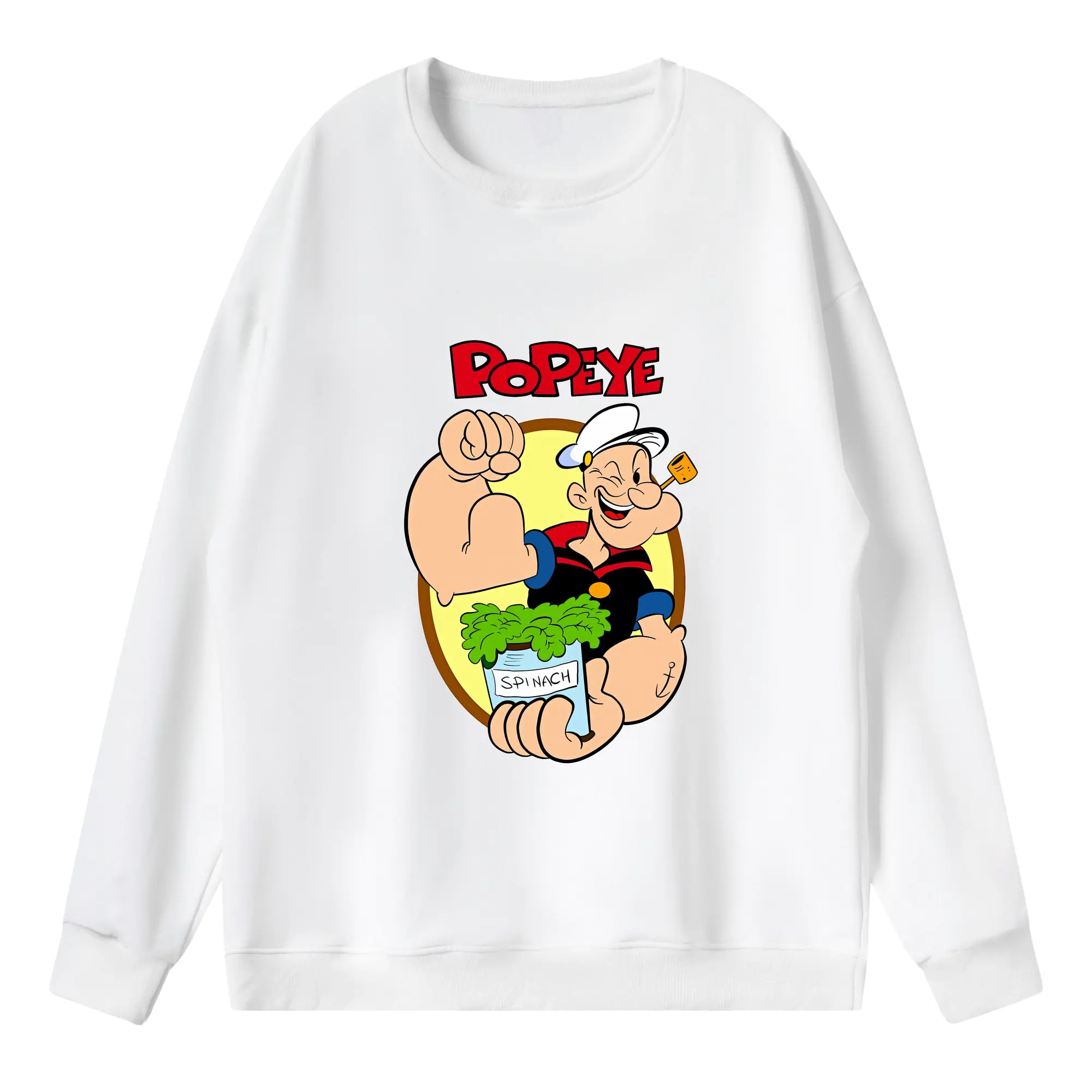 ポパイ グッズ ポパイ - 薄手 クルーネック スウェット 裏毛260g · ポリエステル 春秋向け カジュアル 男女兼用 · トレーナー デイリー スポーツ 散歩に最適