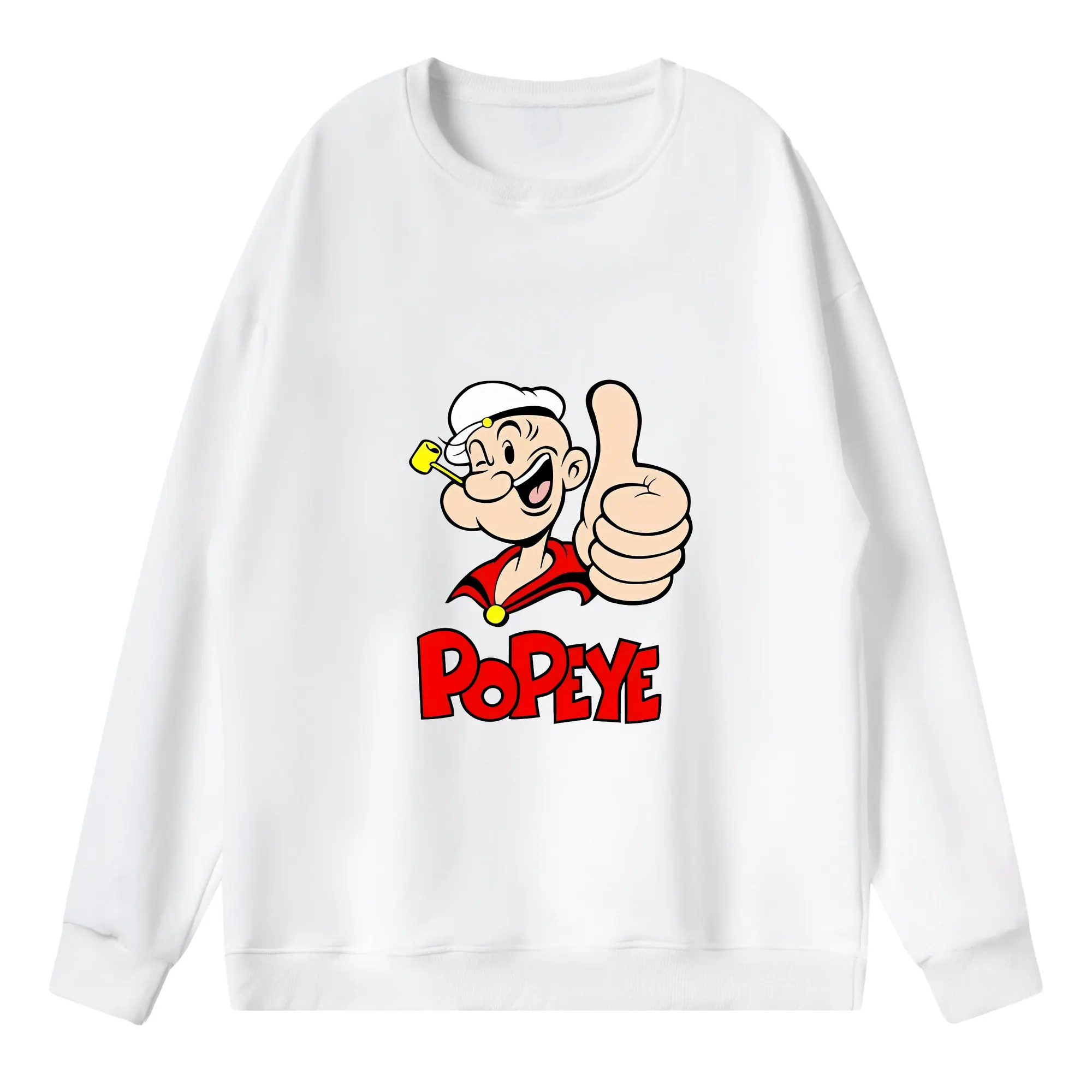 ポパイ グッズ ポパイ - 薄手 クルーネック スウェット 裏毛260g · ポリエステル 春秋向け カジュアル 男女兼用 · トレーナー デイリー スポーツ 散歩に最適