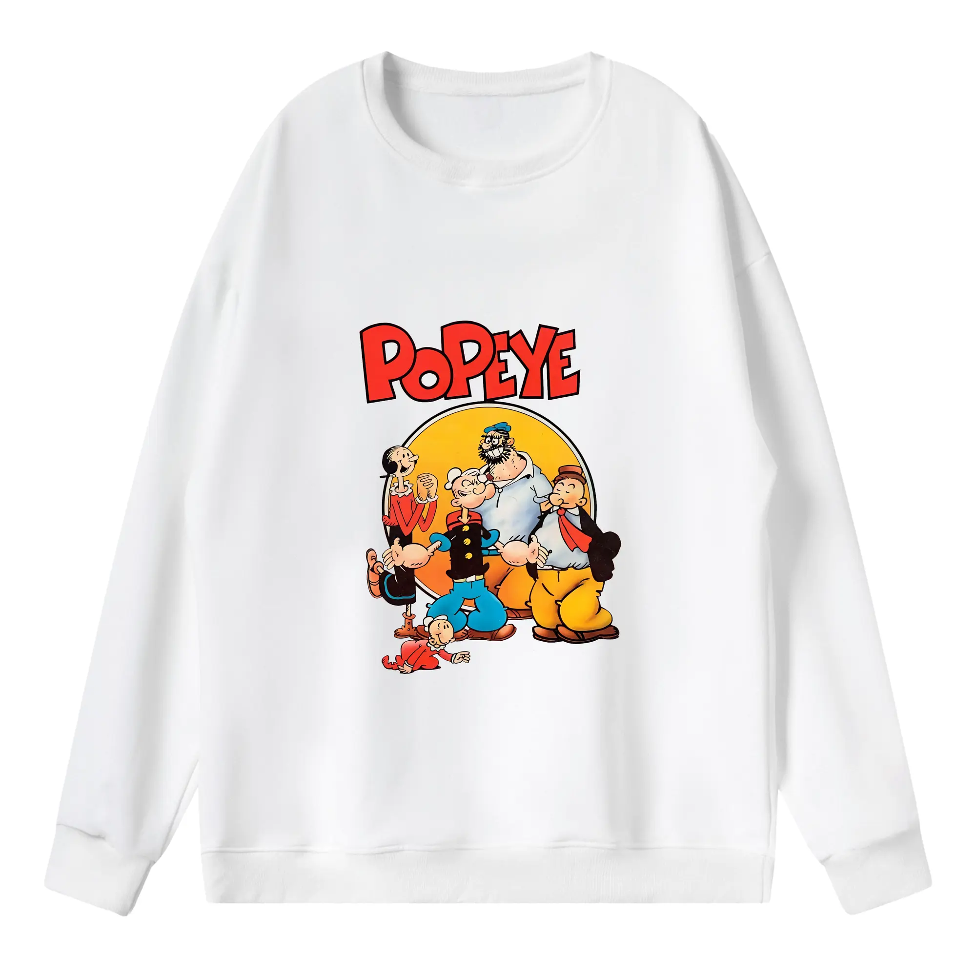 ポパイ グッズ ポパイ - 薄手 クルーネック スウェット 裏毛260g · ポリエステル 春秋向け カジュアル 男女兼用 · トレーナー デイリー スポーツ 散歩に最適