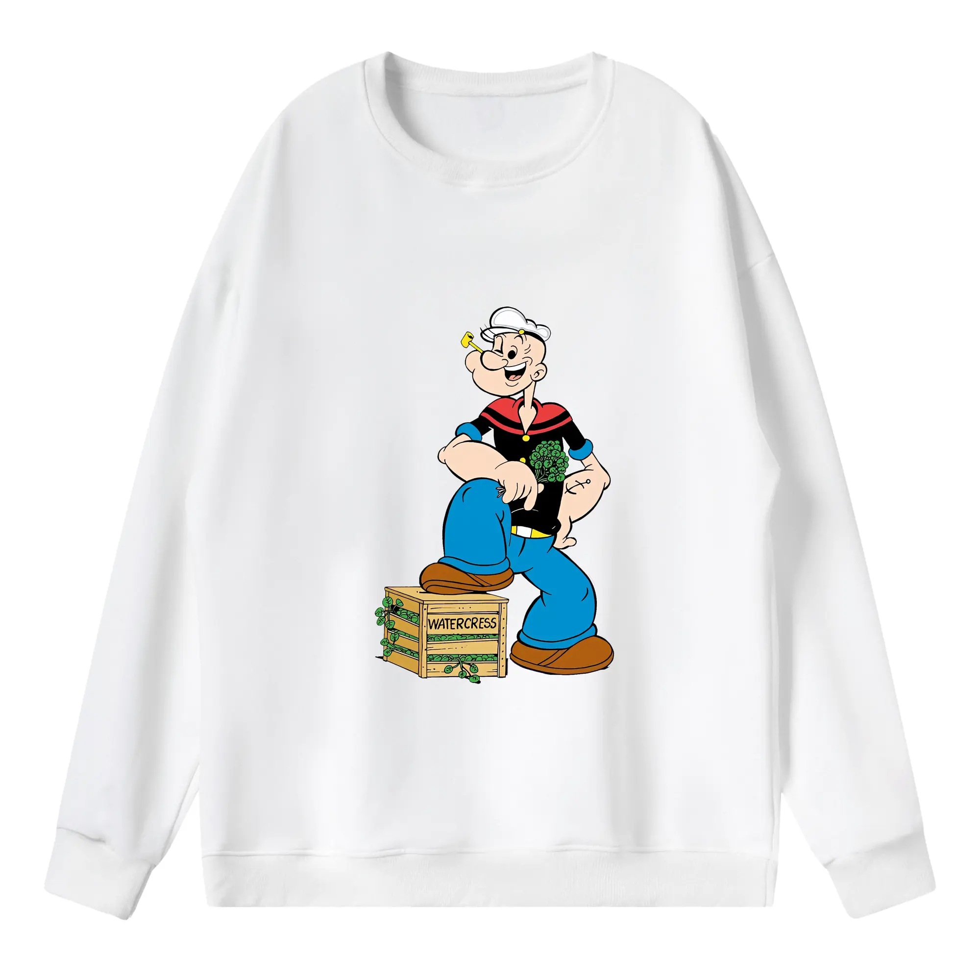 ポパイ グッズ ポパイ - 薄手 クルーネック スウェット 裏毛260g · ポリエステル 春秋向け カジュアル 男女兼用 · トレーナー デイリー スポーツ 散歩に最適