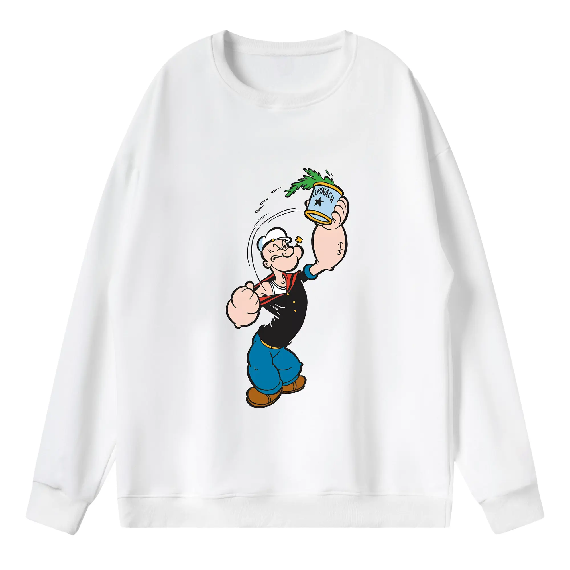 ポパイ グッズ ポパイ - 薄手 クルーネック スウェット 裏毛260g · ポリエステル 春秋向け カジュアル 男女兼用 · トレーナー デイリー スポーツ 散歩に最適