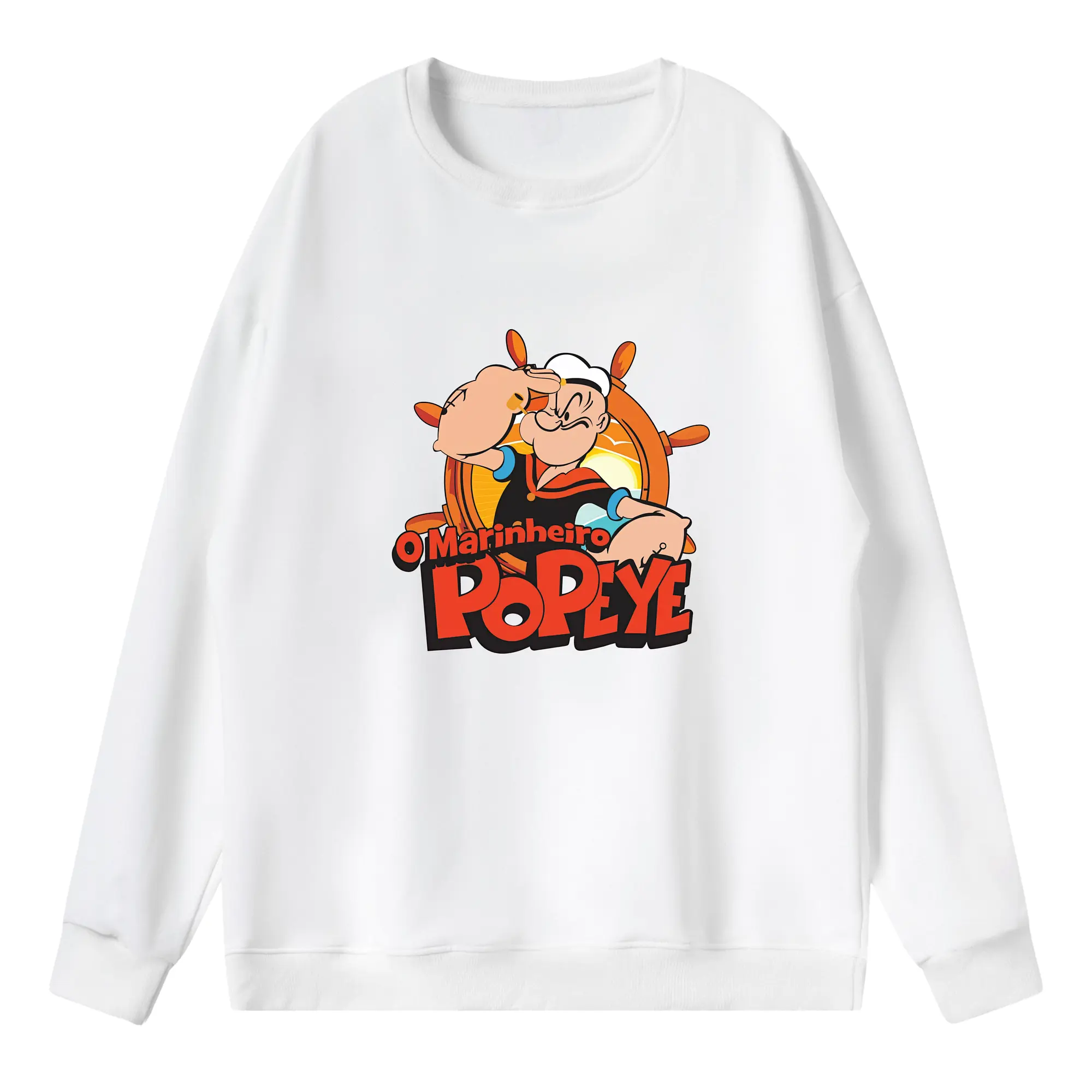 ポパイ グッズ ポパイ - 薄手 クルーネック スウェット 裏毛260g · ポリエステル 春秋向け カジュアル 男女兼用 · トレーナー デイリー スポーツ 散歩に最適