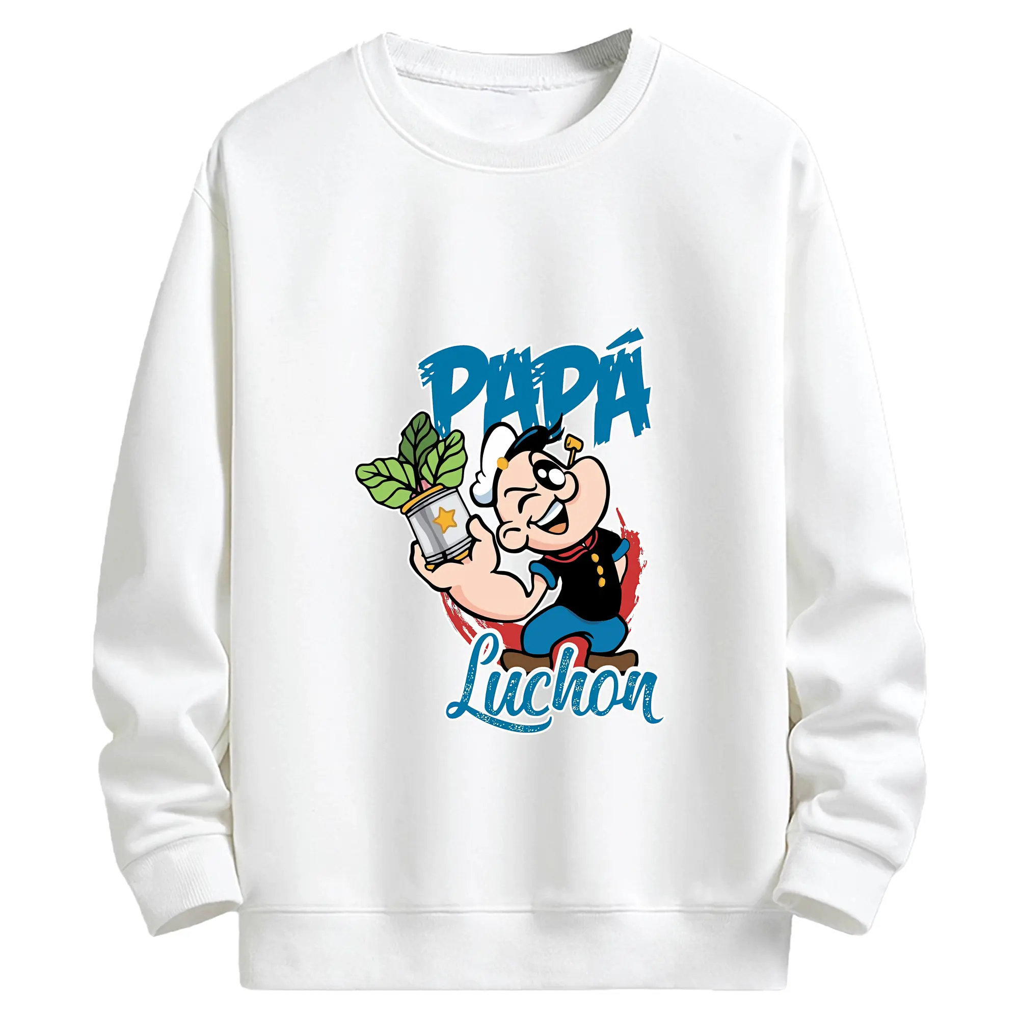 ポパイ グッズ ポパイ - キッズ クルーネックスウェットシャツ ・ フロントプリント ・ 綿80％ ポリエステル20％ ・ 快適 通学 スポーツ 日常使い お散歩用